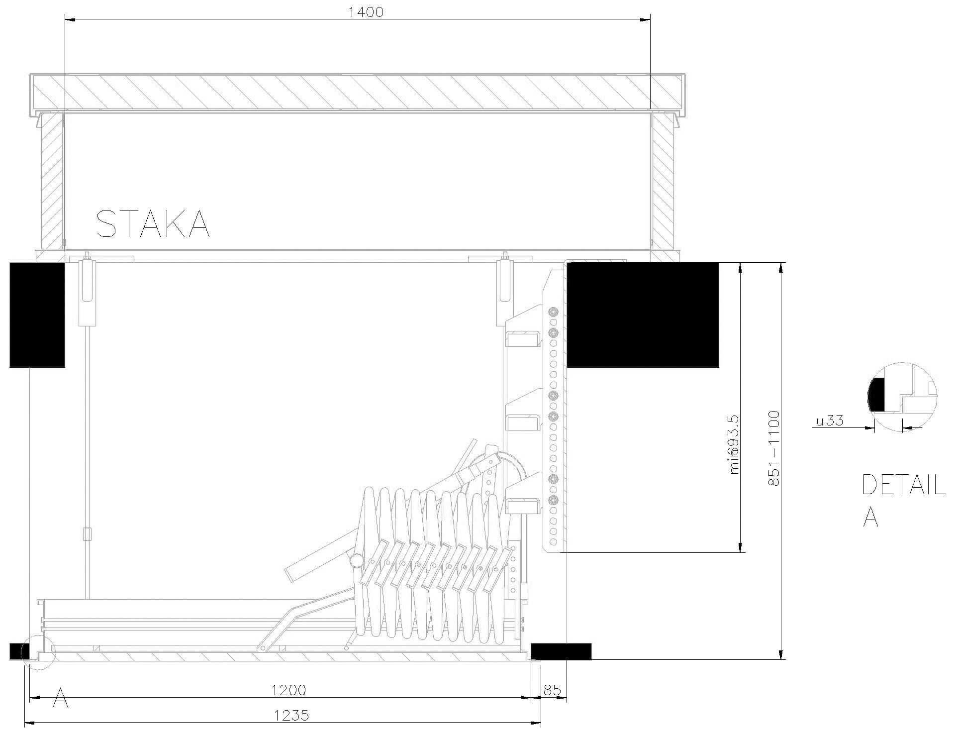 Flachdachausstieg DL147 mit Scherentreppe und Deckenhohlraumüberbrückung (3 Stufen)