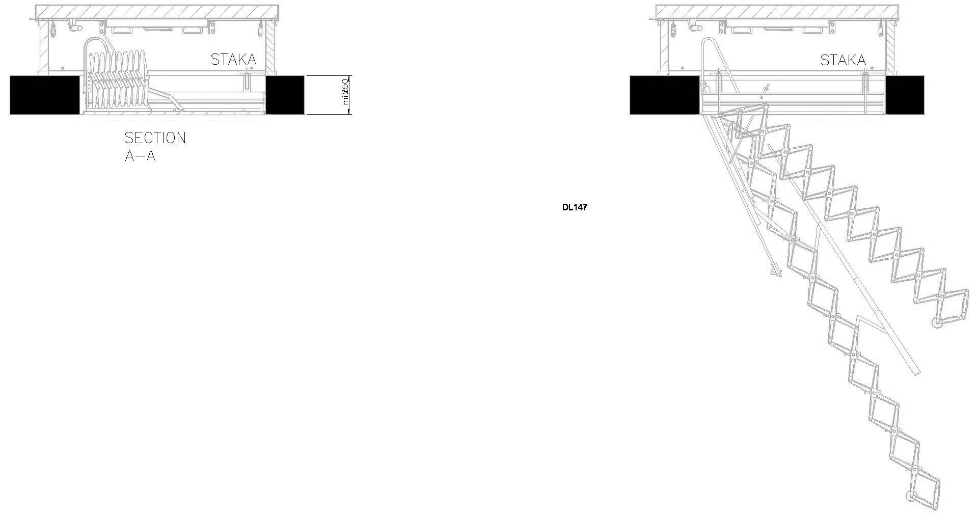 Flachdachausstieg DL147 mit Scherentreppe2