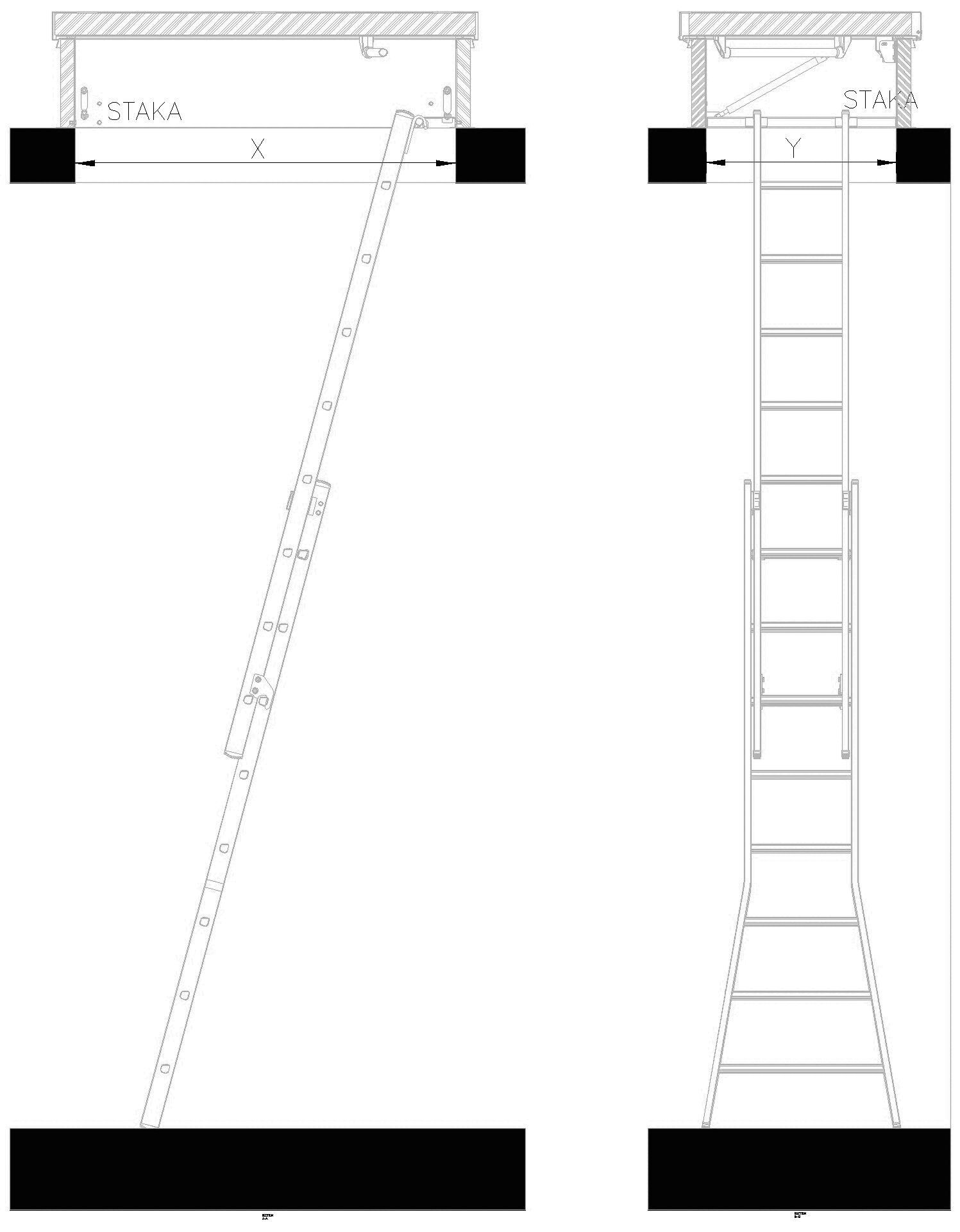 Staka - Flachdachausstieg DL147 mit zweiteilige Leiter