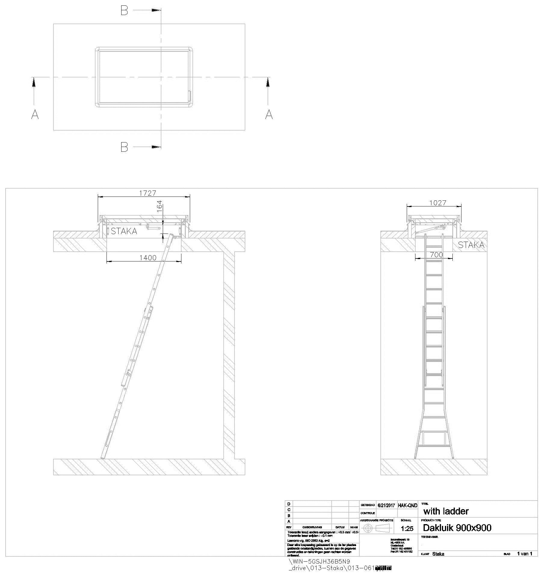 ThermoTop Flachdachausstieg 900 x 900 mit Leiter