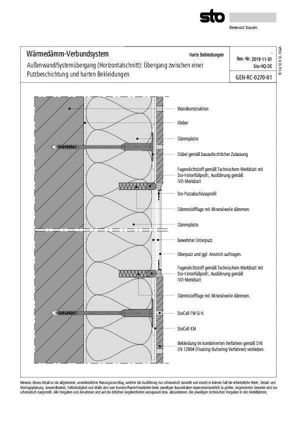 Sto - StoTherm Systeme - Harte Bekleidungen - Sonderdetails