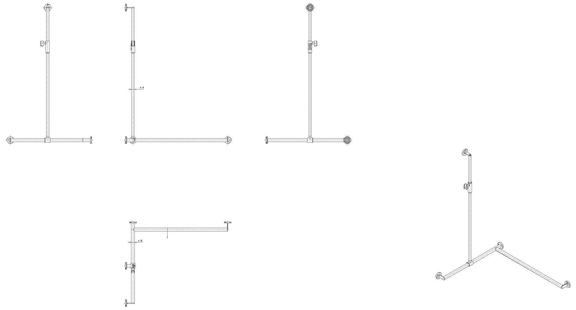 HEWI DUHA,d:25/30,A1:1250,W1:765,W2:965, re, plvb, Br.H.mag. dgrau tiefmatt