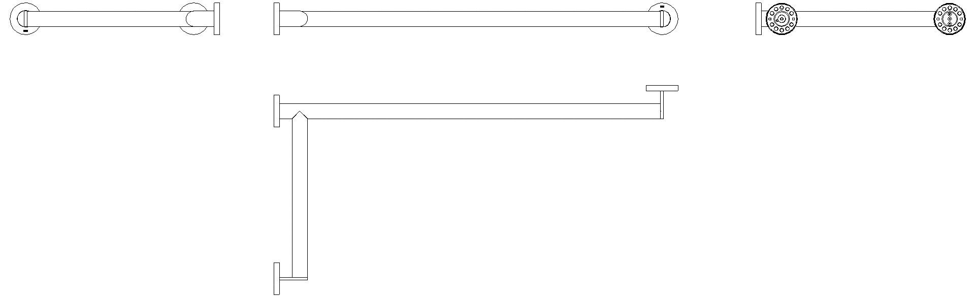 HEWI Duschhdl.,d:32, li, W1=813mm, W2=406mm, plvb schw tma