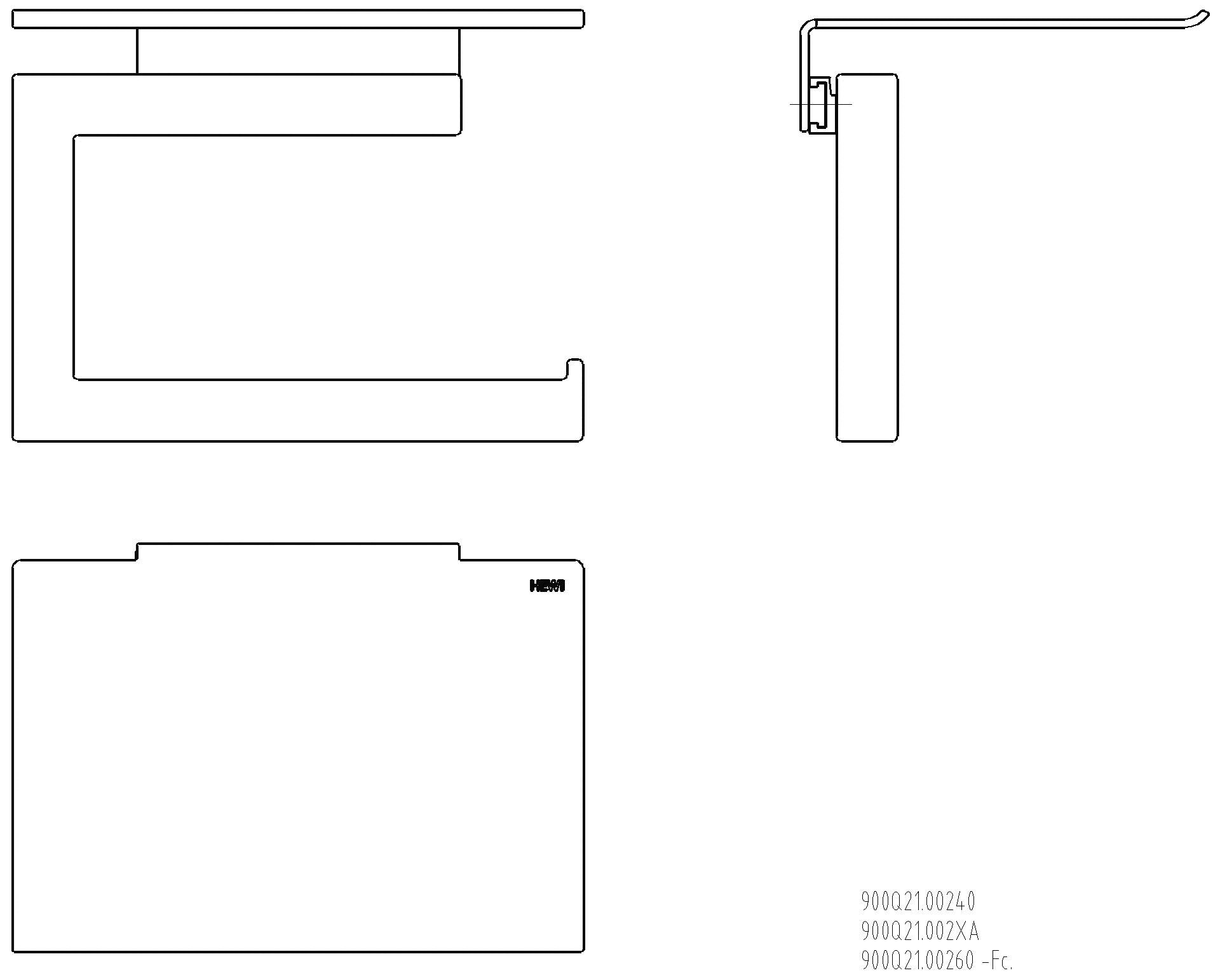 HEWI WC-Papierhalter Sys 900 Q, m. Ablage, PVD nickel gebü.