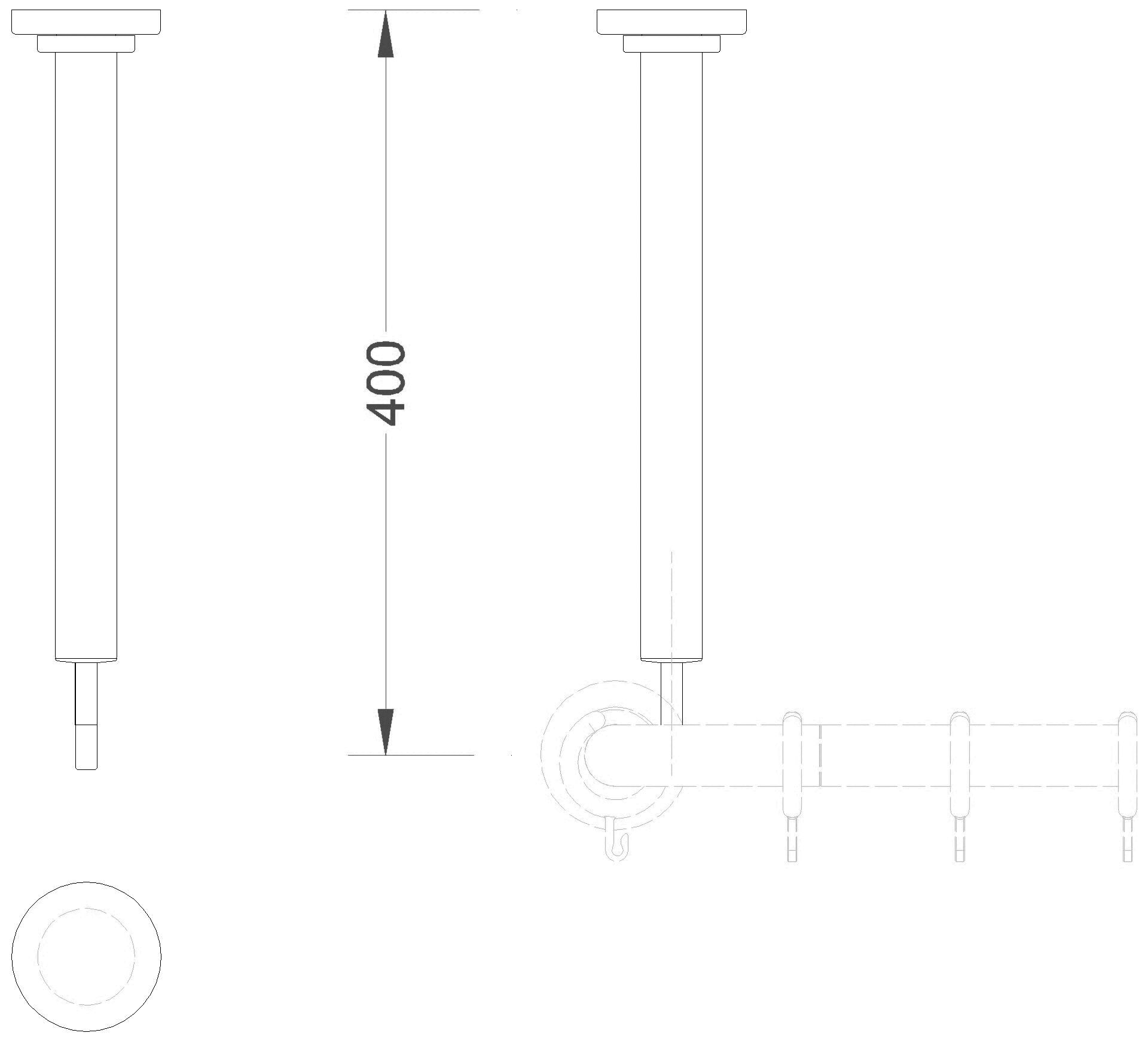 HEWI Deckenabh. Ser 801, AM:400mm, suizidhemmende Ausf. felsgrau