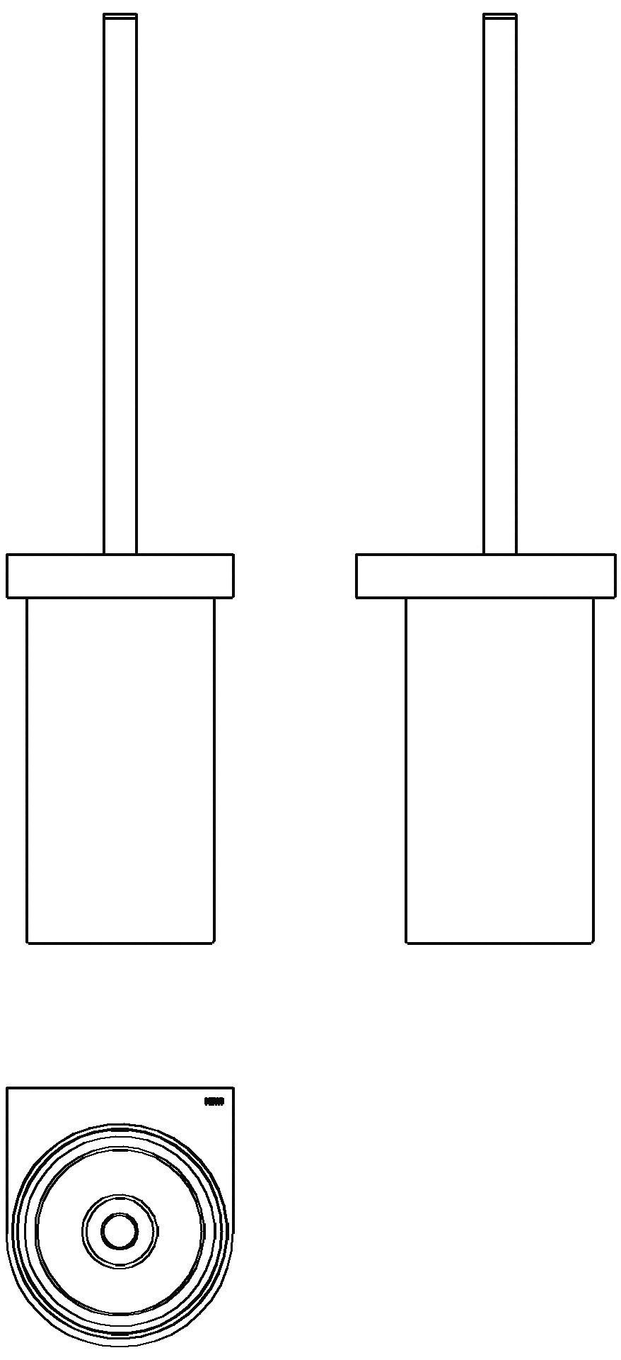 HEWI WC-Bürstengarnitur Sys 800, plvb, Glaseinsatz satiniert schw tma