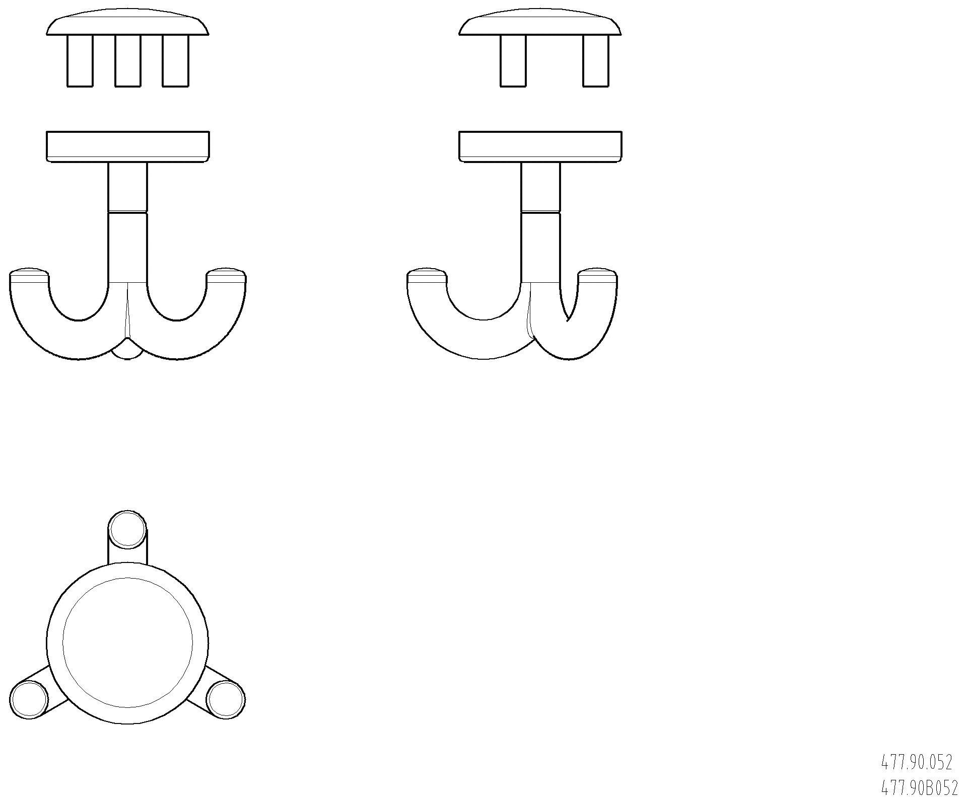 HEWI Dreifachhaken, m.Gegenplatte, matt, z.Durchschr, ab 15mm Dicke orange