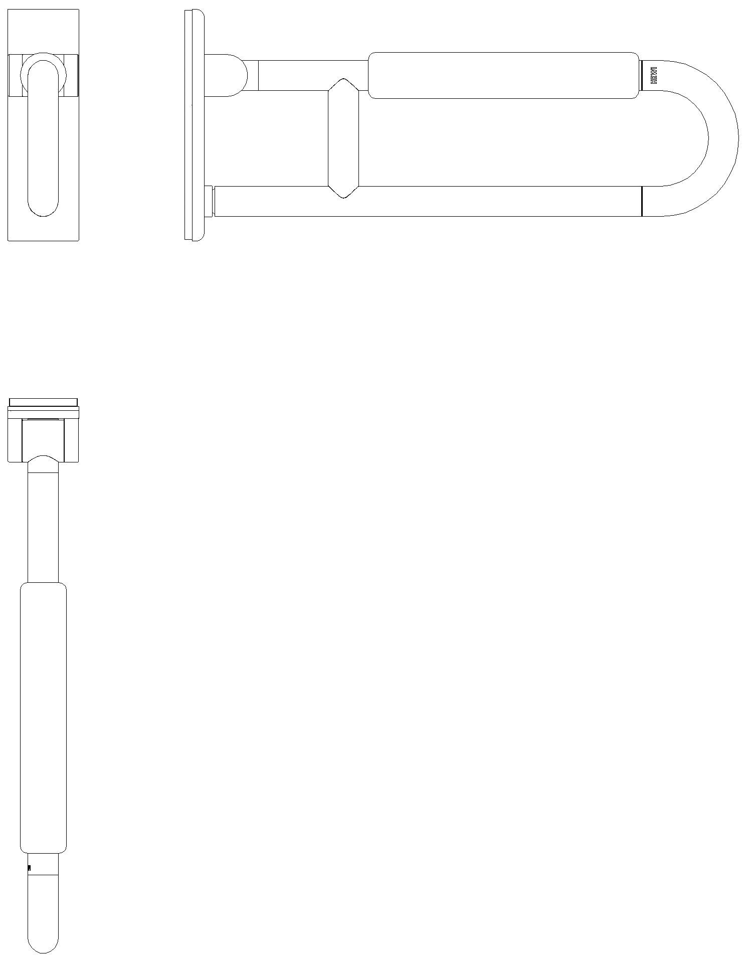 HEWI mobiler Stützklappgriff, L:600mm, mit Armpolster sand