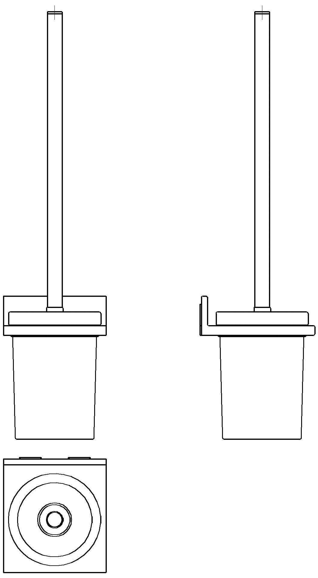 HEWI WC-Bürstengarnitur, plvb, Glaseinsatz,Wandmod. schw tma