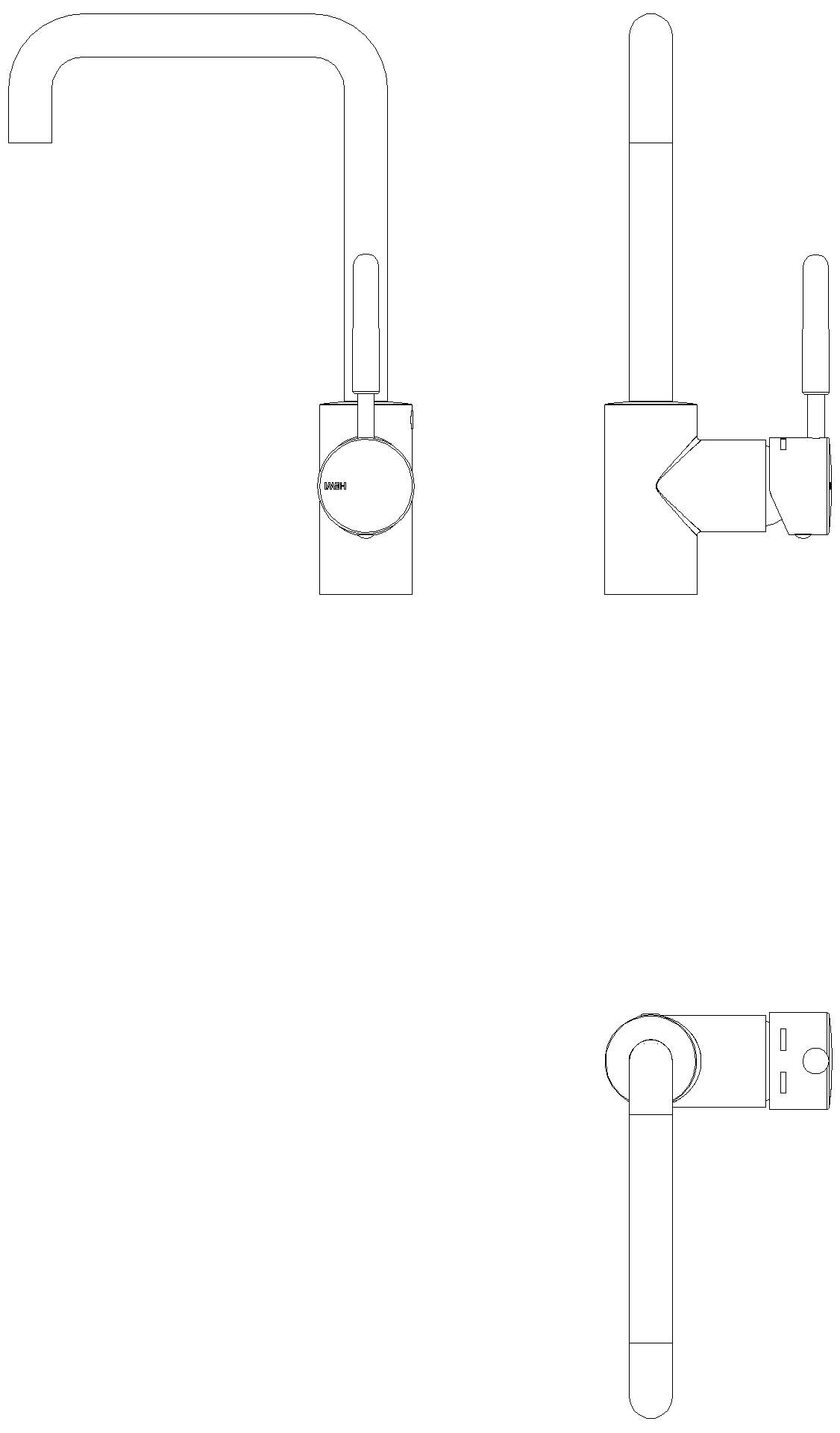HEWI Einhebel-WTM, Rundrohr, m.farb.Griffelem. anthrazgr