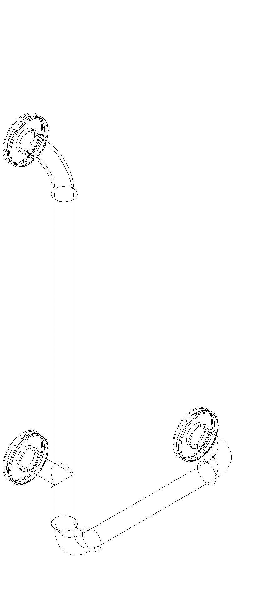 HEWI Winkelgriff Ser 801, d:33, AM:600mm, W:300mm signalweiß