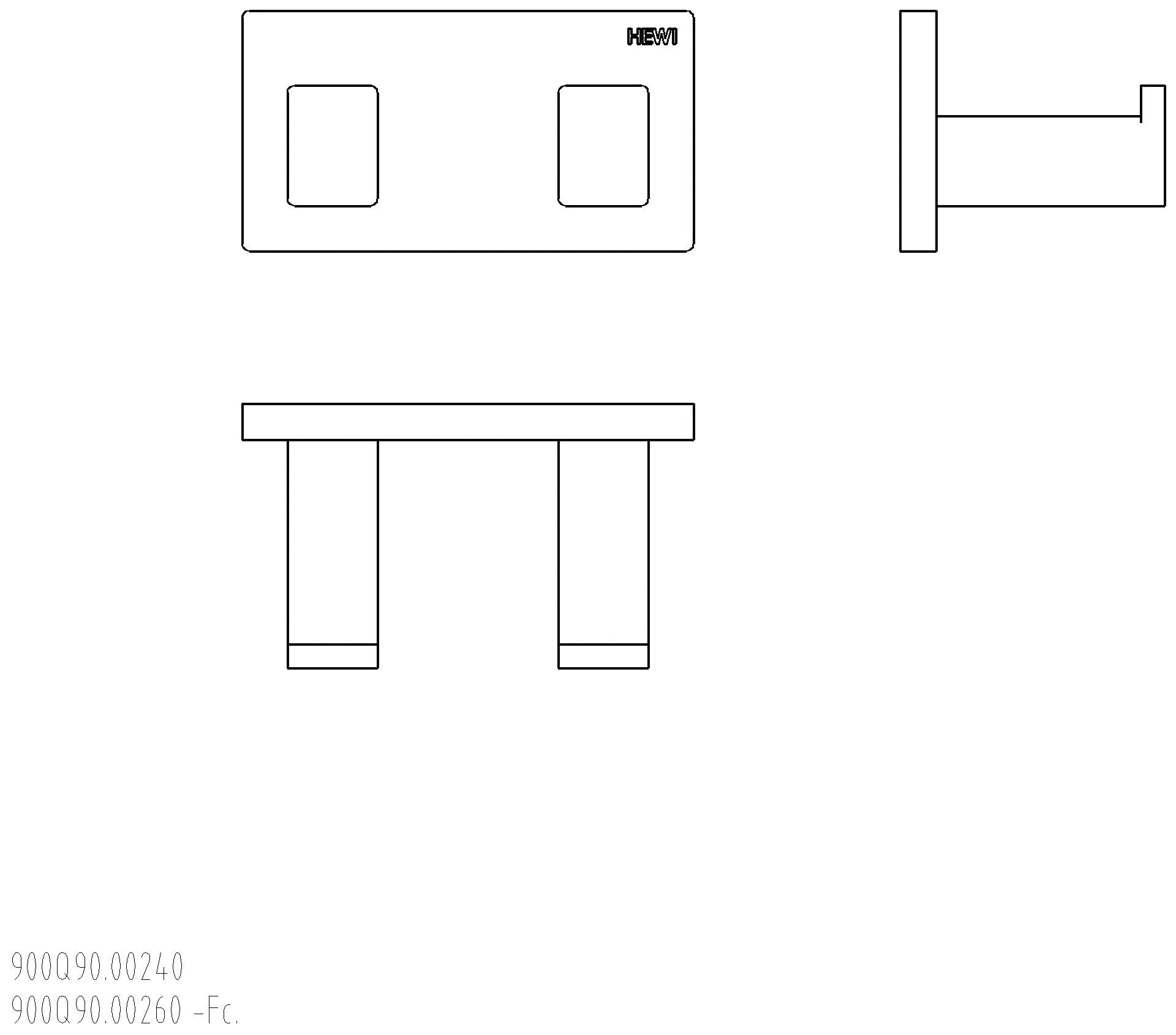 HEWI Doppelhaken Sys 900 Q, chrom