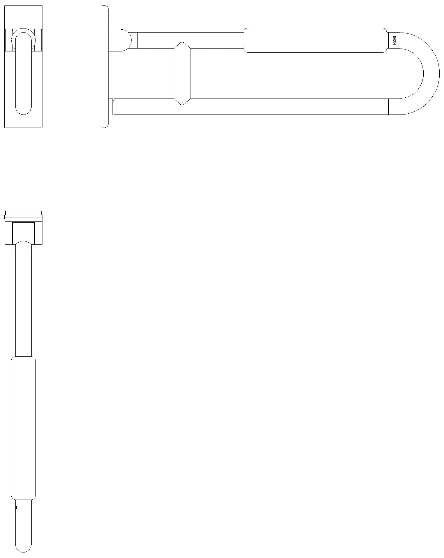 HEWI mobiler Stützklappgriff, matt, L:700mm, mit Armpolster reinweiß