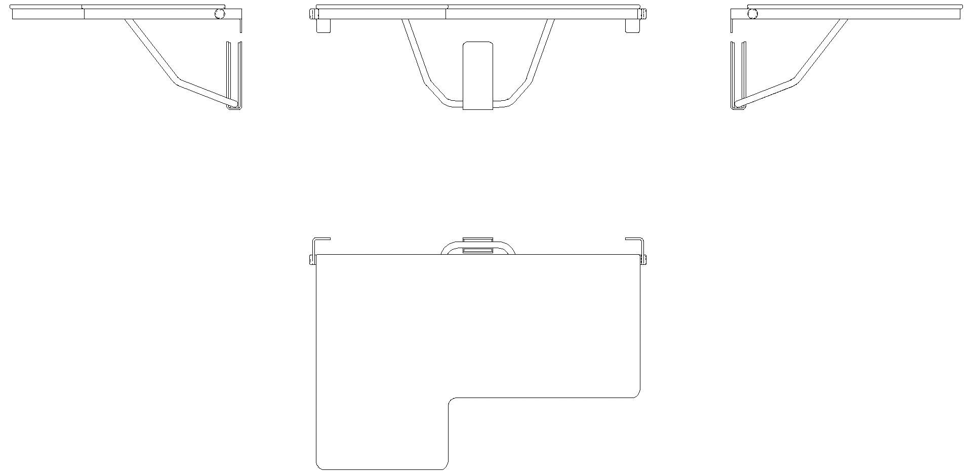 HEWI Duschklappsitz, L-förmig (USA), re, chrom,B:31 7/8 inch,T:22 13/16 inch