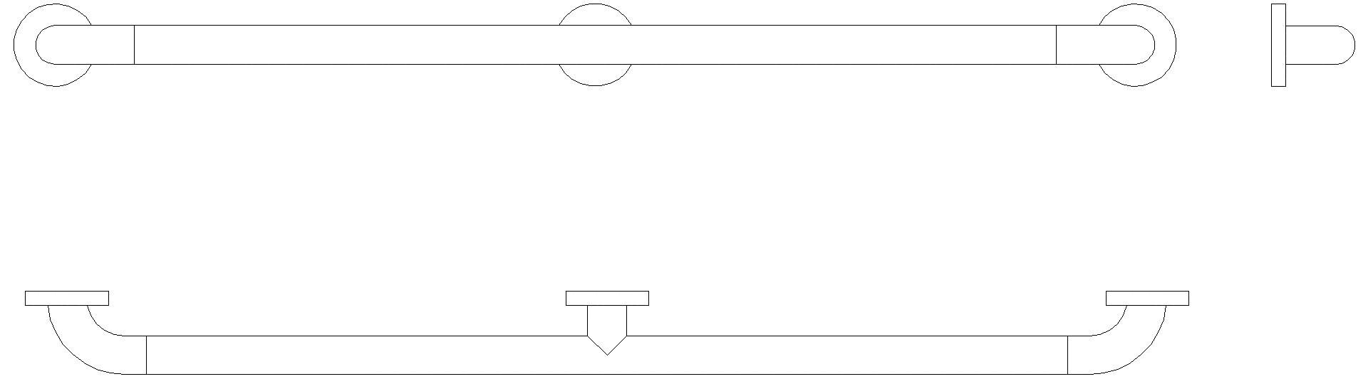 HEWI Haltegr.m.3. Stütze (USA), S. 801, Achsmaß 36 inch umbra