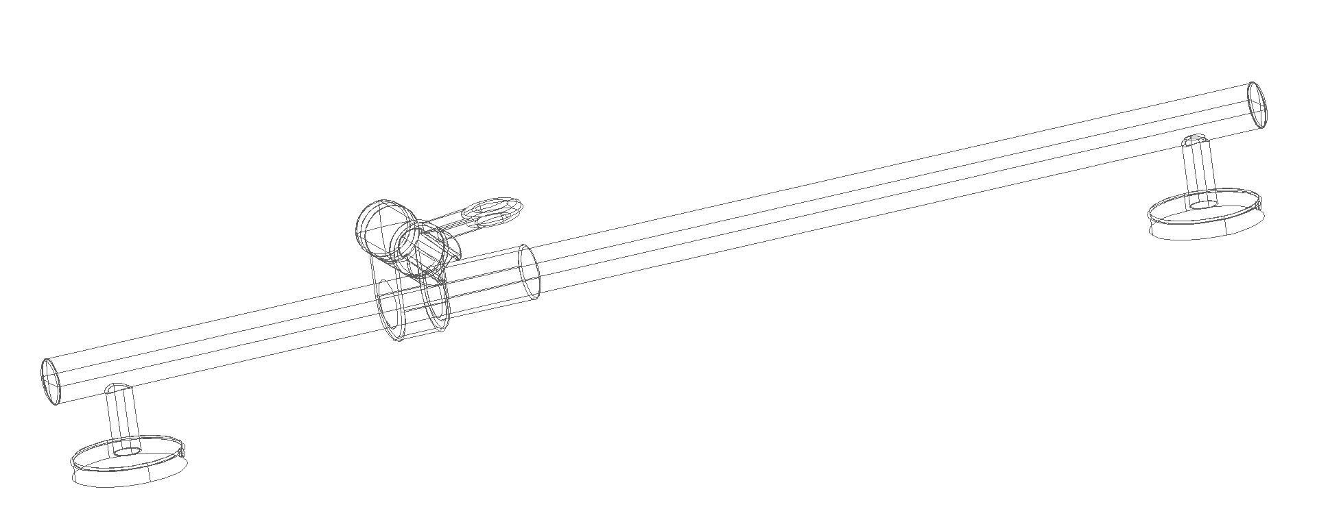 HEWI Br.H.Stg. mit Br.H., signalweiß, L:900,d:33, Kst., chromoptisch besch.