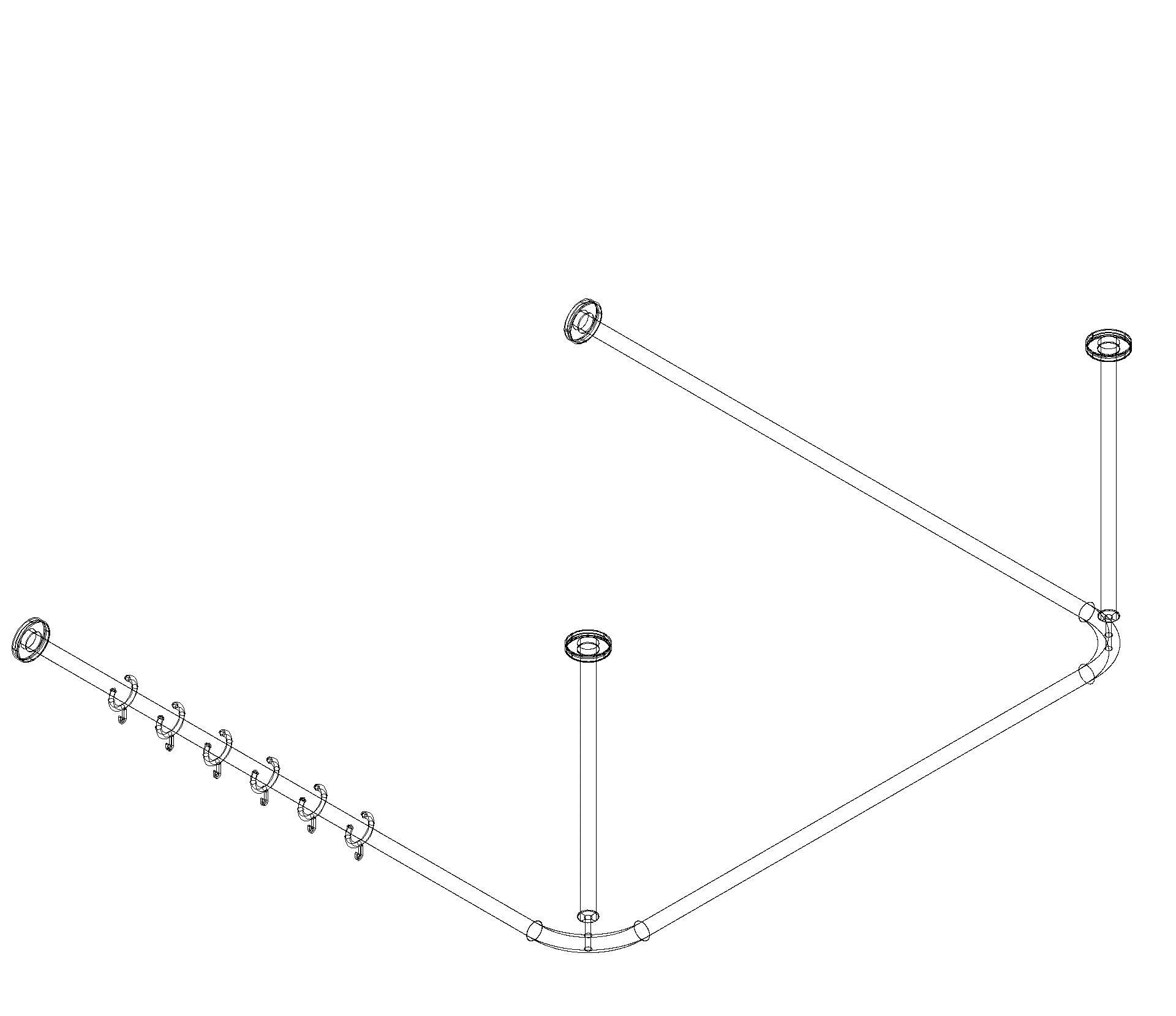 HEWI Vorhangstange Ser 801 kürzb., AM:1183x1167x1183mm rubinrot