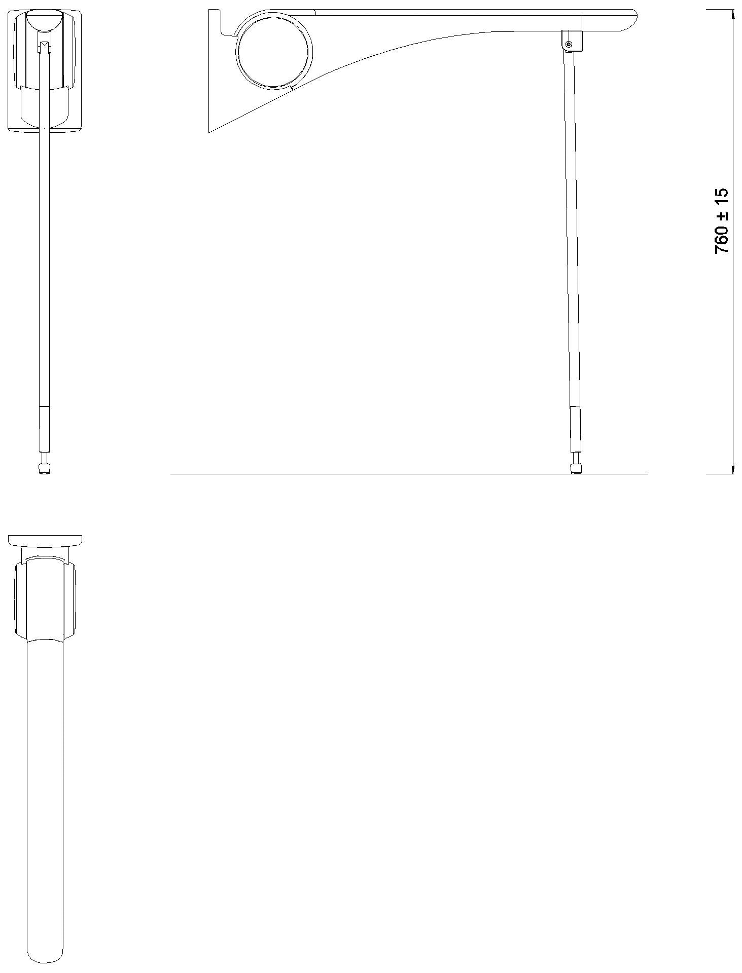 HEWI SK-Griff Basic,700, m.Bodenstütze Montagehöhe h=760mm anthr hgl-atm