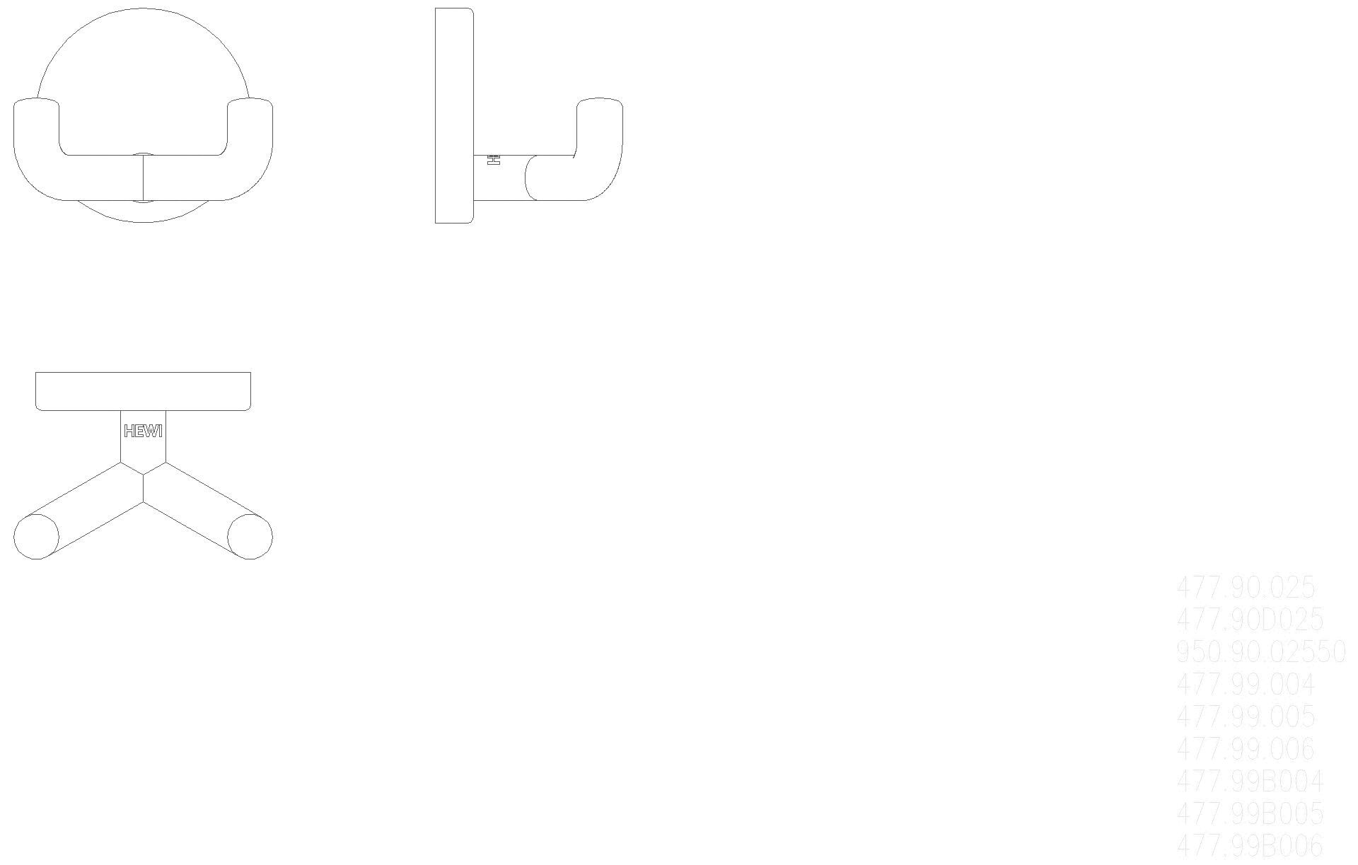HEWI Doppelhaken Ser 477, d:50mm, suizidhemmende Ausf. koralle