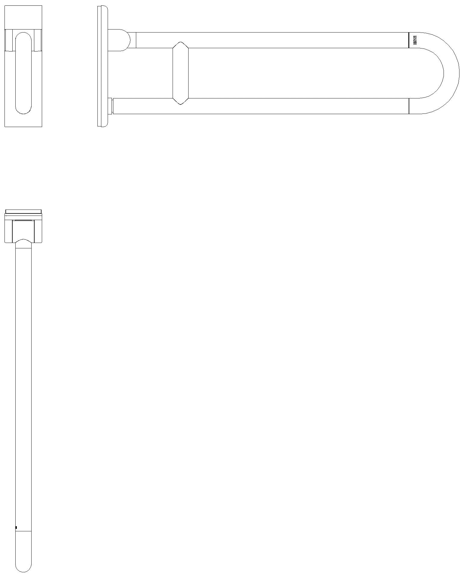 HEWI mobiler SK-Griff, drehbar, matt, L:750mm anthrazgr