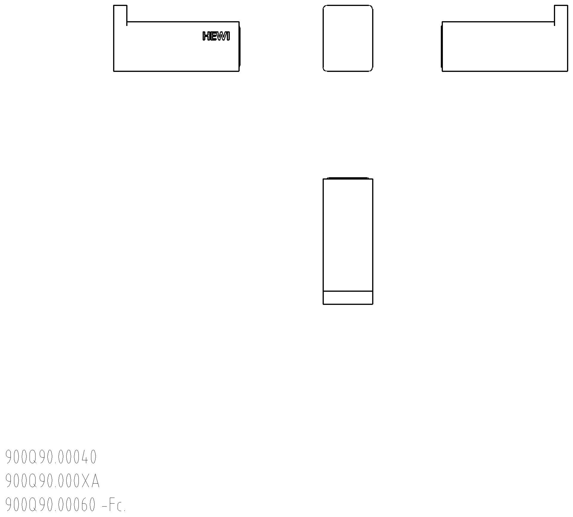 HEWI Einzelhaken Sys 900 Q, plvb dgrau tma