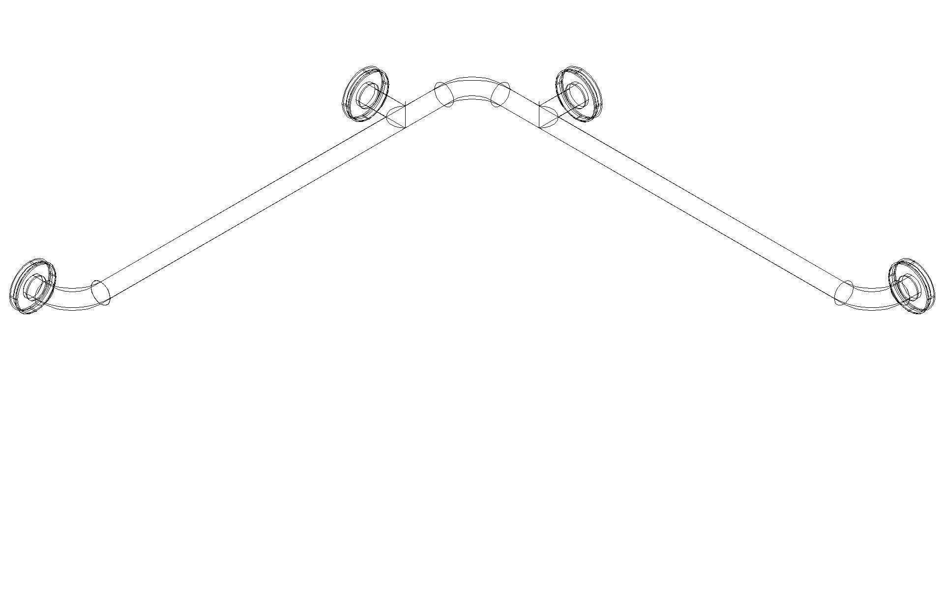 HEWI Dusch-Wannenhdl. Ser 801 d:33, W1:762mm, W2:762mm stahlblau