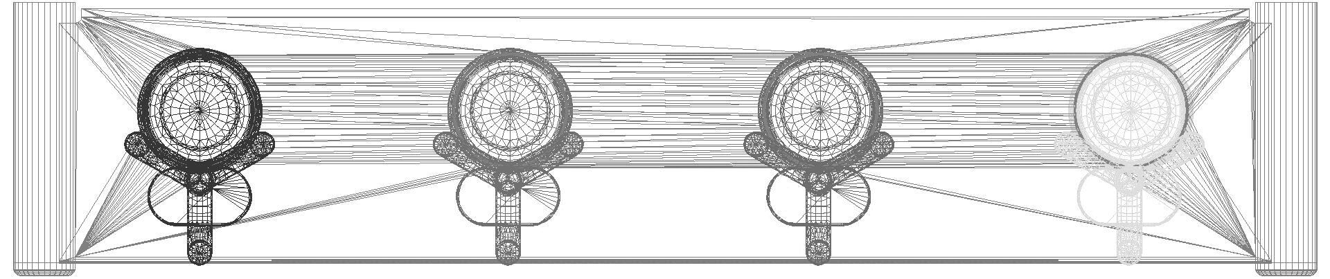 HEWI Zahnputzbecherleiste, 4 Plätze, mit Dreifachhaken aquablau