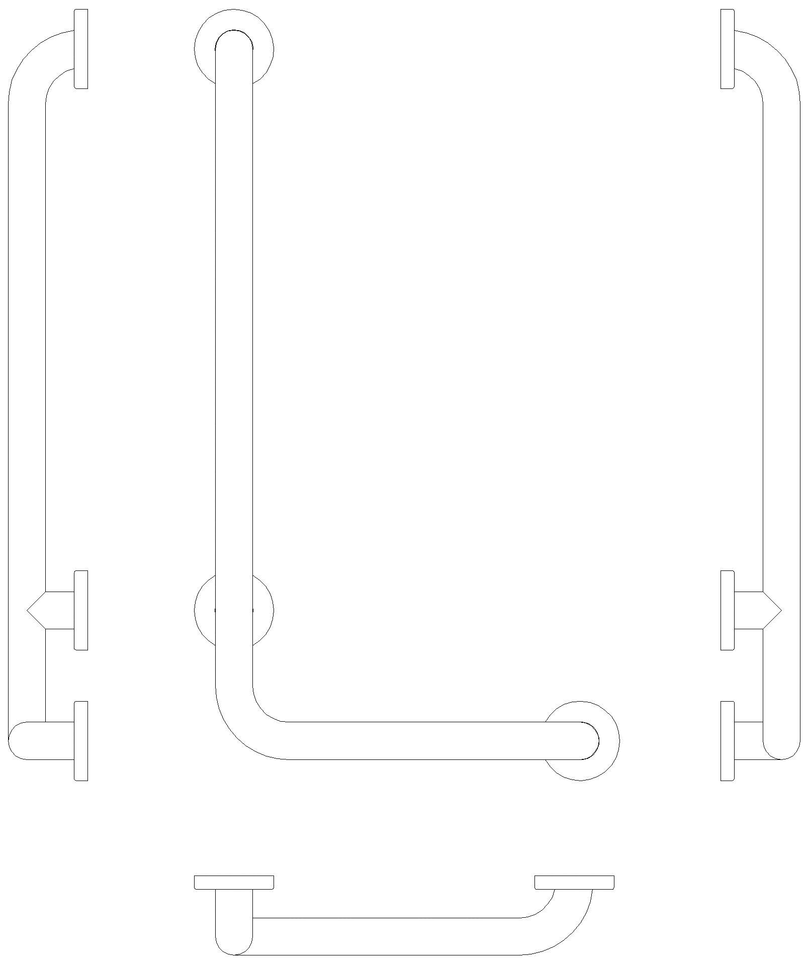 HEWI Winkelgriff (USA) Serie 801, matt, AM:24 x 12" felsgrau