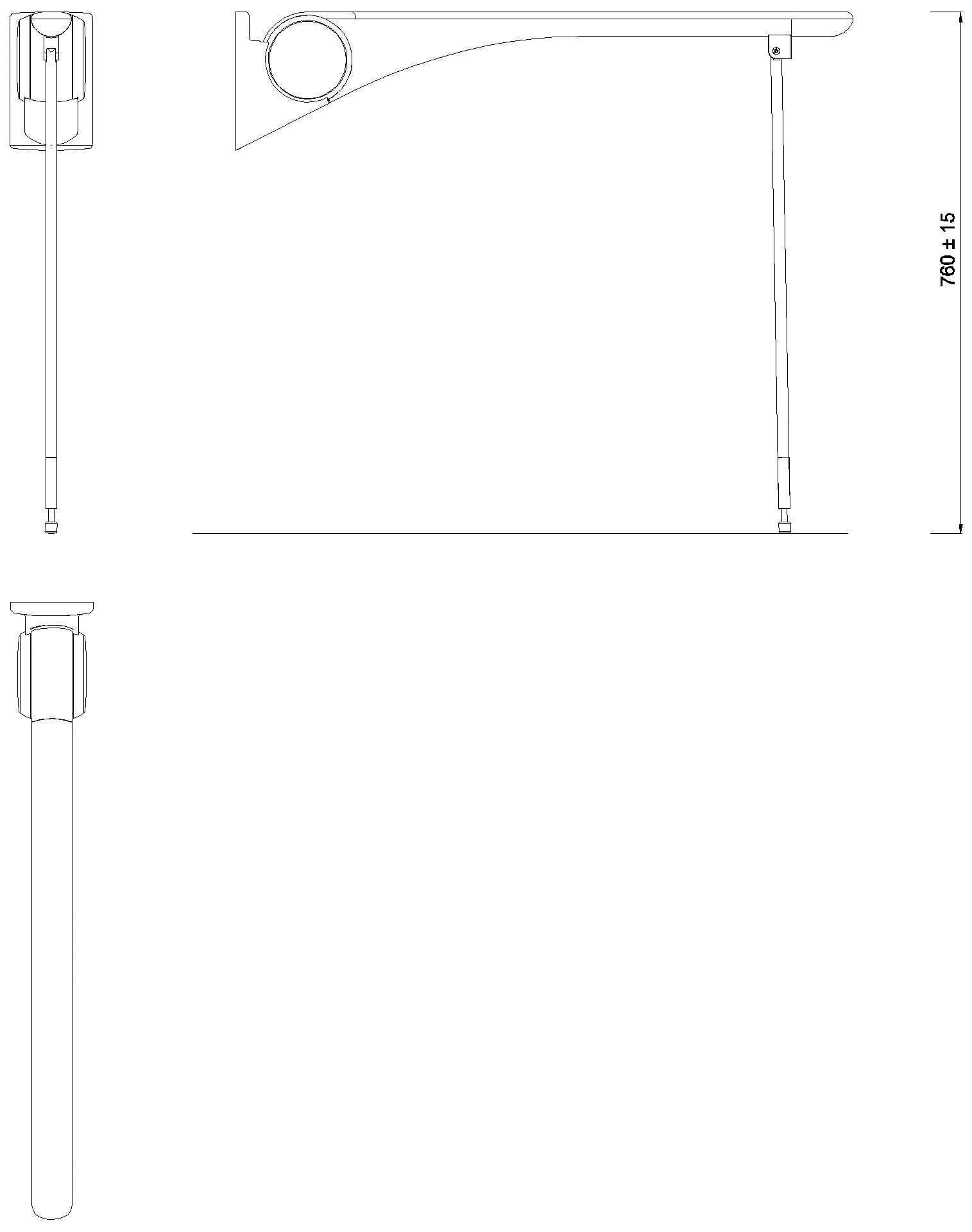HEWI SK-Griff Basic,900, m.Bodenstütze Montagehöhe h=760mm anthr hgl-atm