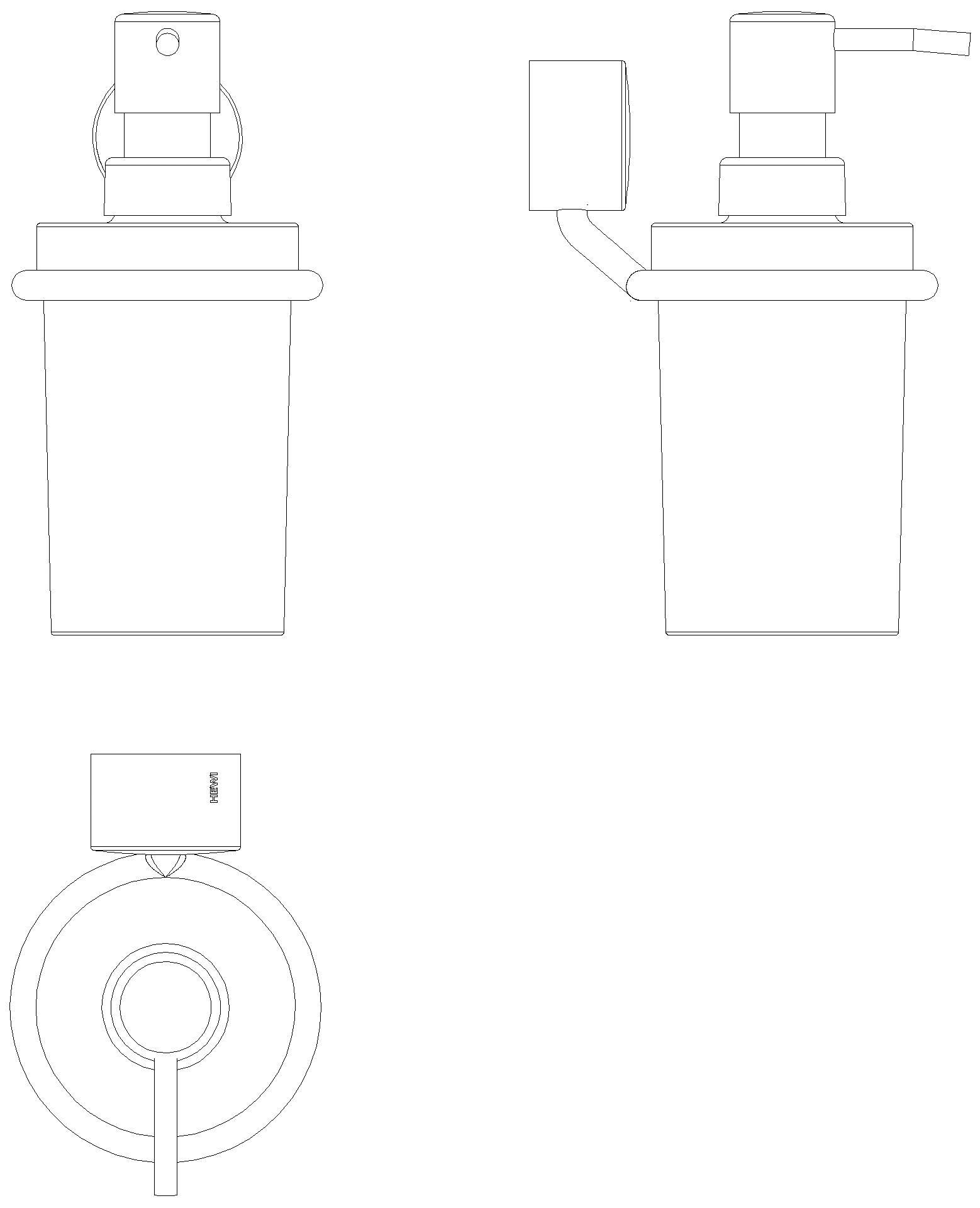 HEWI Seifensp., Glas m. Halter, swm, Gl.sat.,Klebebef. schw tma