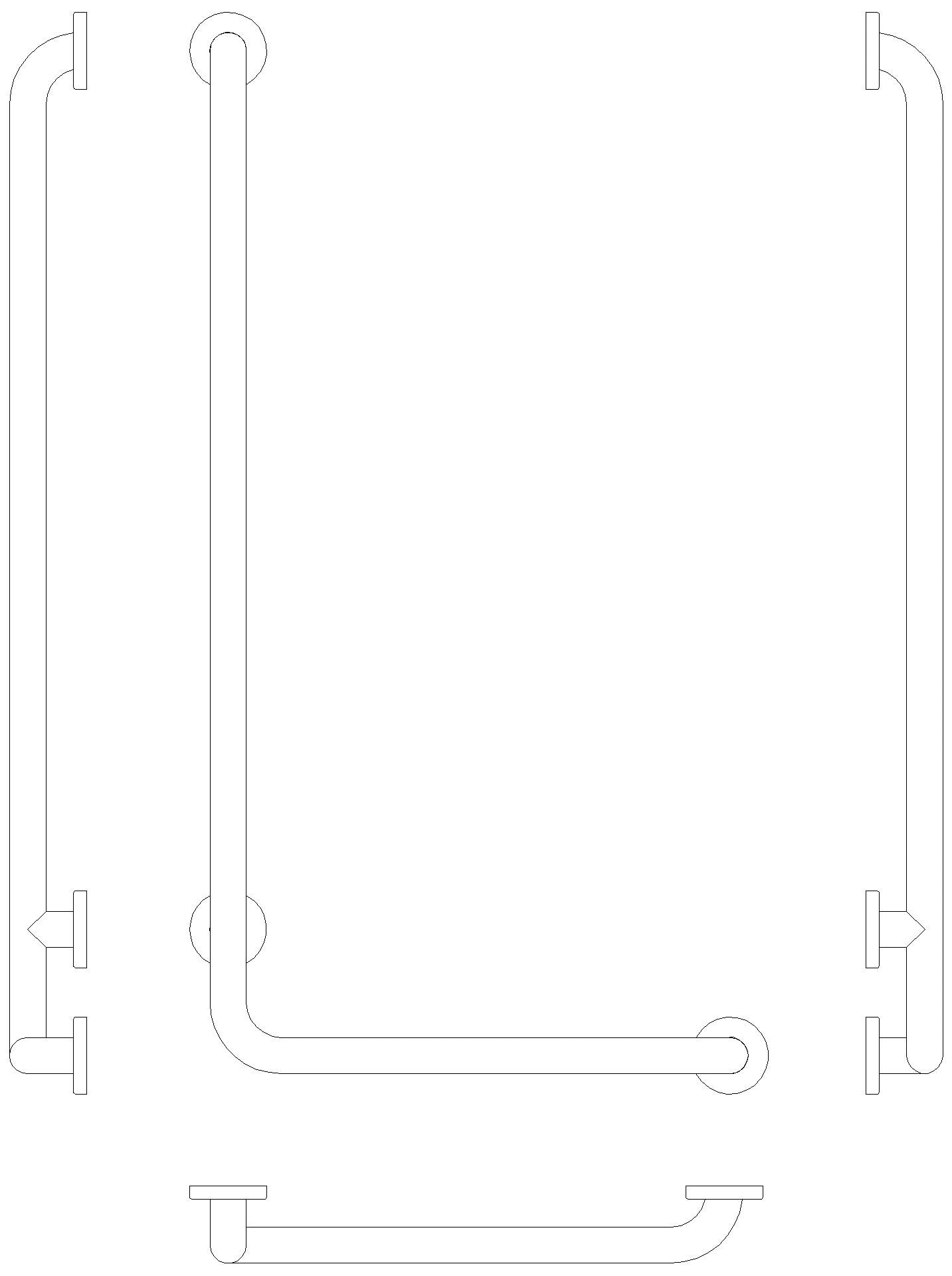 HEWI Winkelgriff (USA) Serie 801, matt, AM:36 x 18" felsgrau
