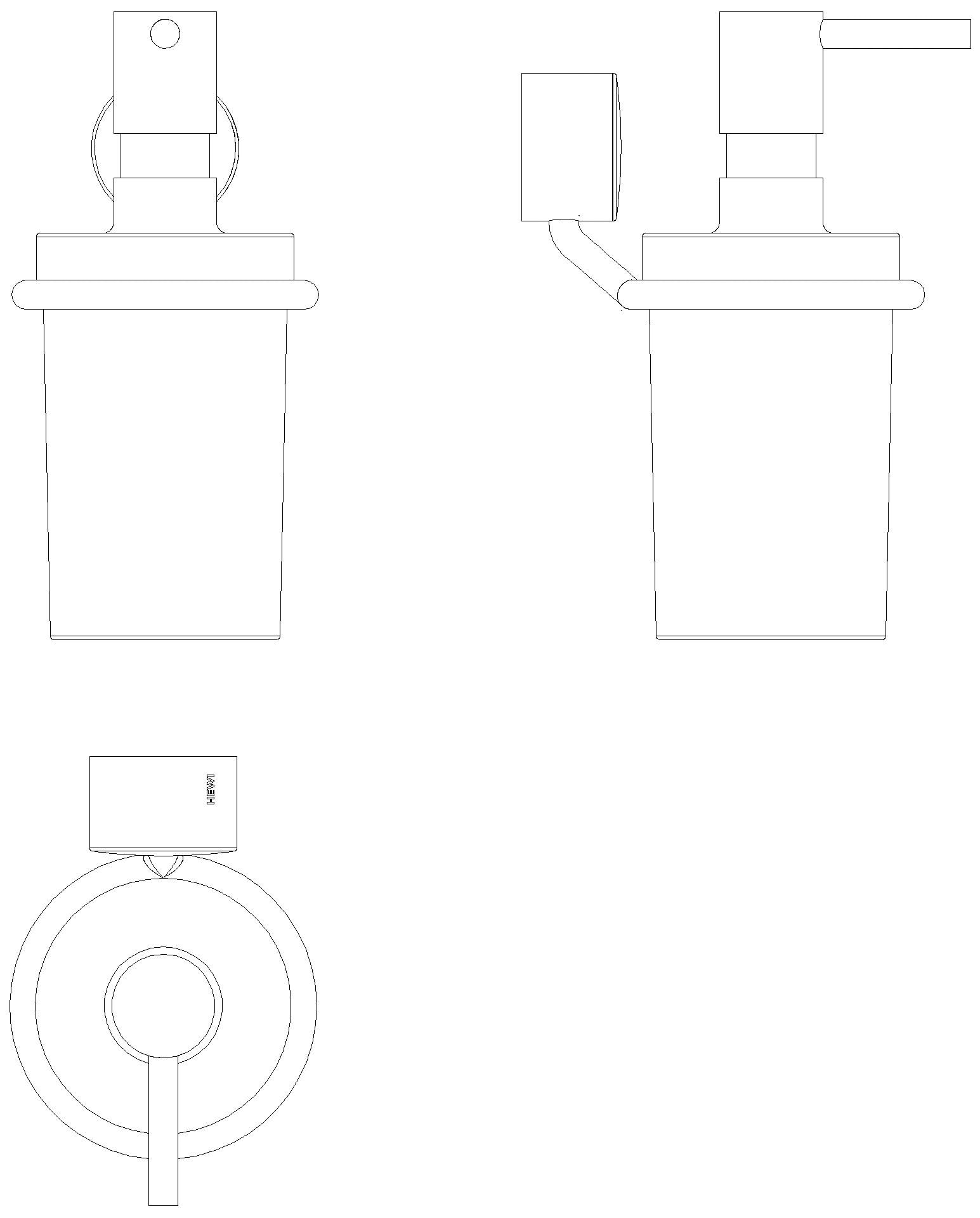 HEWI Seifensp., Glas mit Halter Sys 815, Edst. Sch. matt, Gl. sat. schw tma
