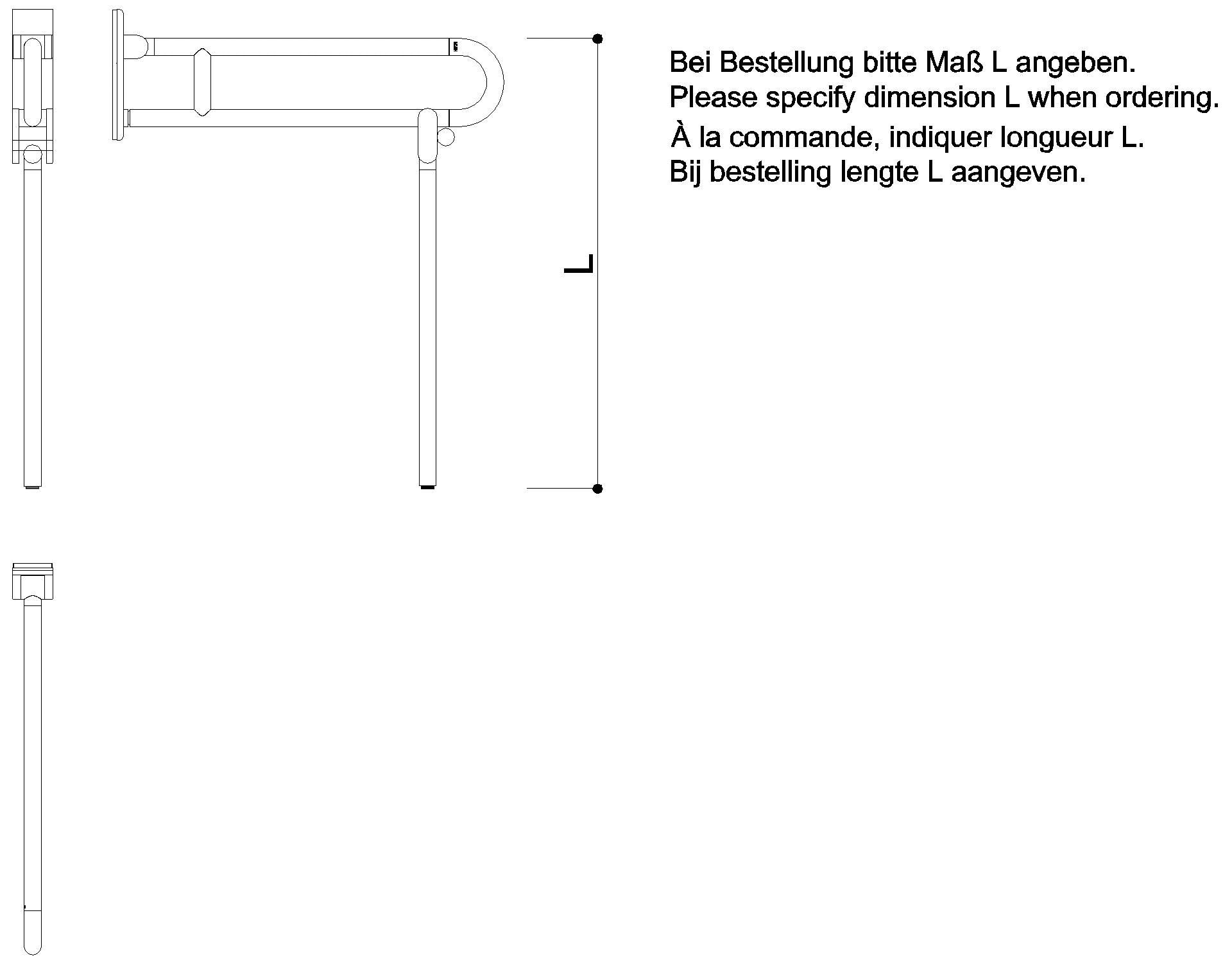 HEWI mobiler SK-Griff, drehbar, matt, L:750mm, mit Bodenstütze lichtgrau