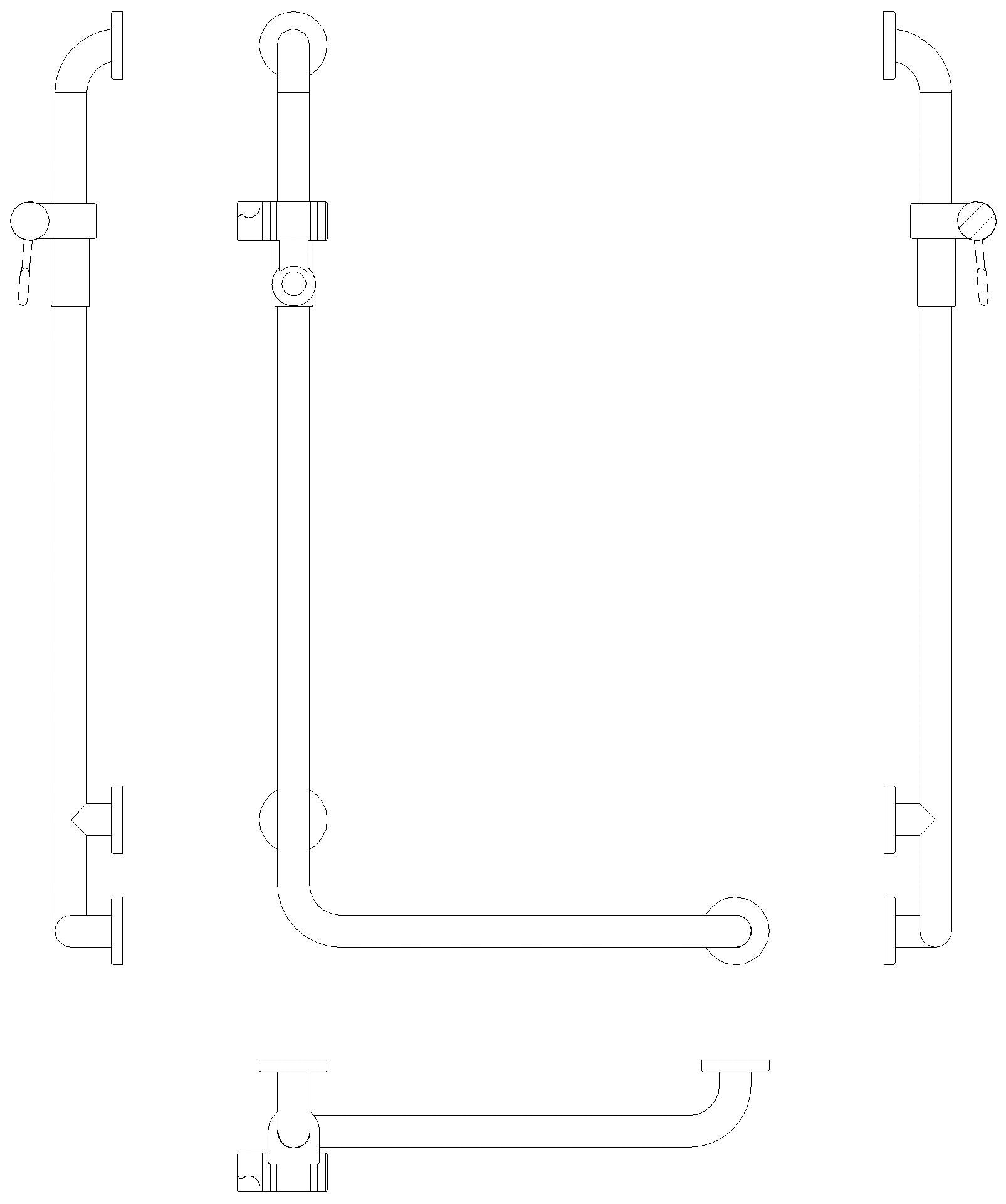 HEWI Winkelgriff m.Br.H. (USA) S801 matt, AM:36 x 18" anthrazgr