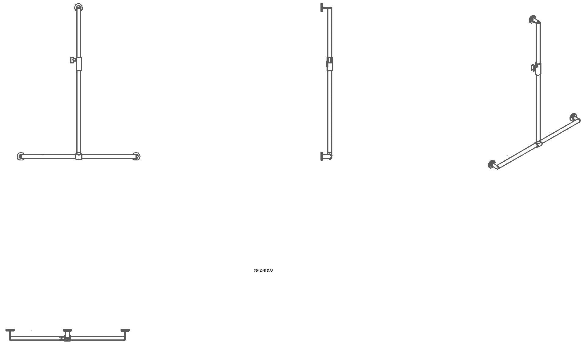 HEWI DUHA, d:32, A1:1250. W1:965, PVD, Br.H.mag. messing glzd