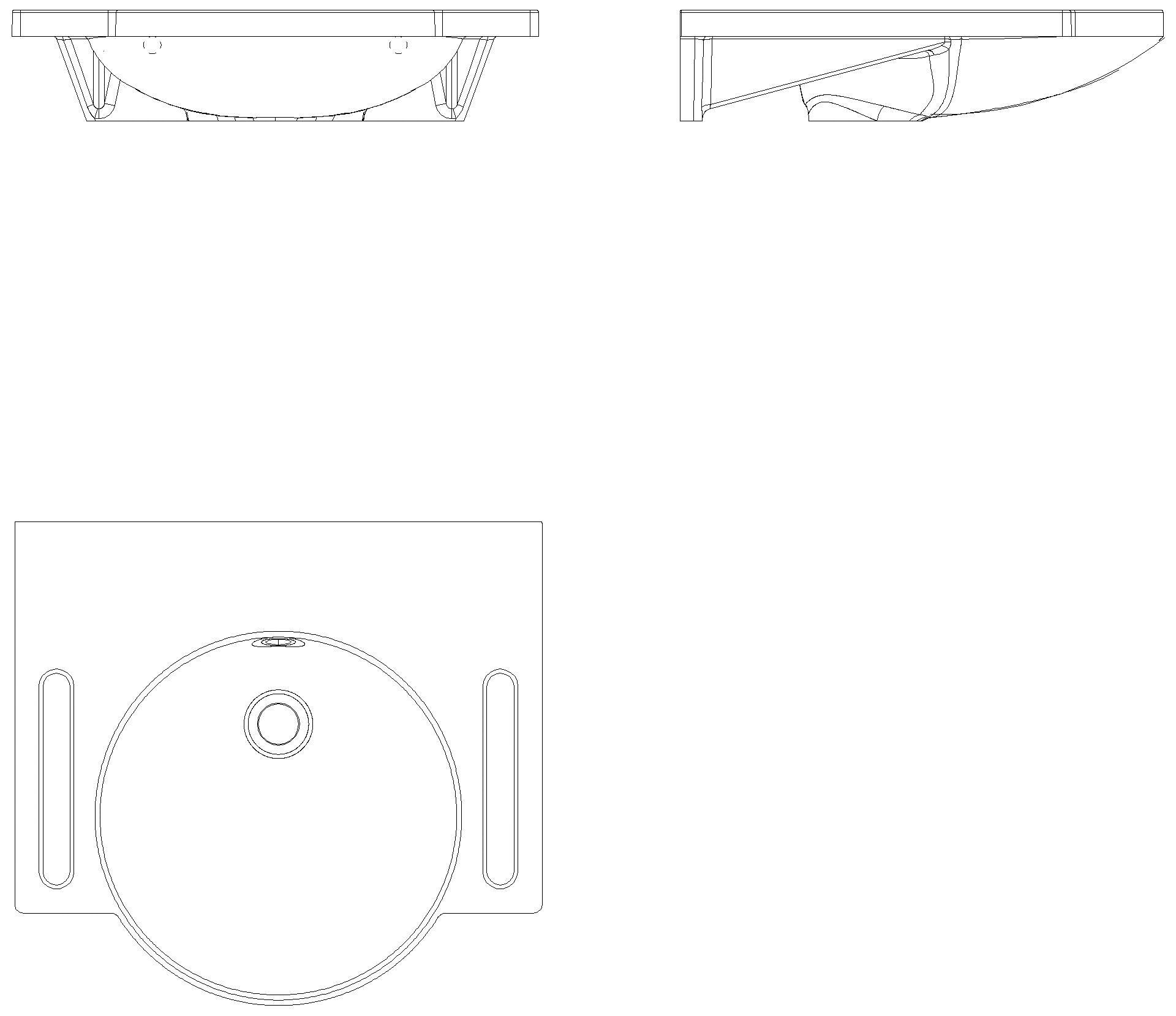 HEWI Waschtisch mit Griffmulden 600 x 550mm, mit Überlauf, o. Hahnloch