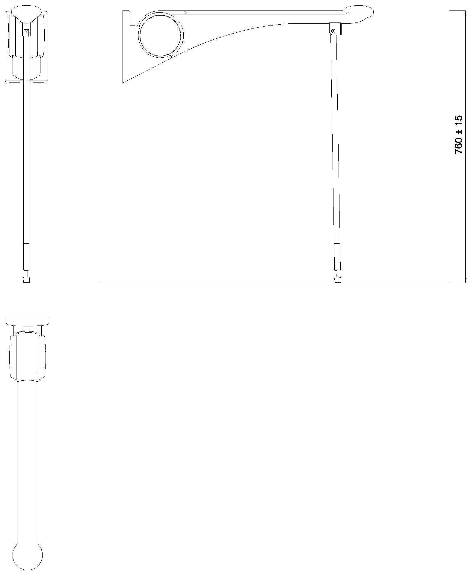 HEWI SK-Griff Premium,700, m.Bodenstütze Montagehöhe h=760mm anthr hgl-atm