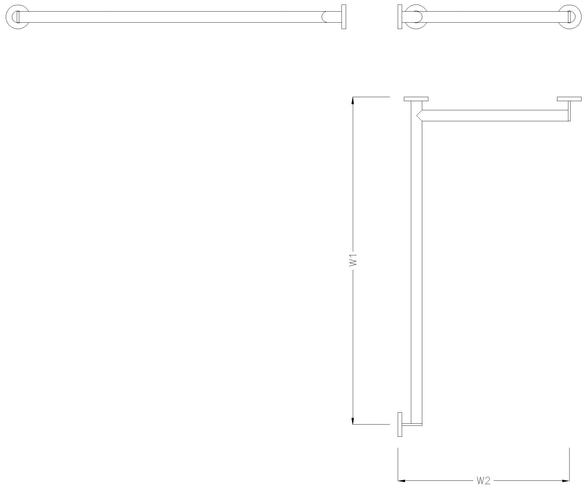 HEWI Heinrich Wilke - HEWI Duschhdl.,d:32, re, W1=947mm, W2=495mm, PVD messing glzd