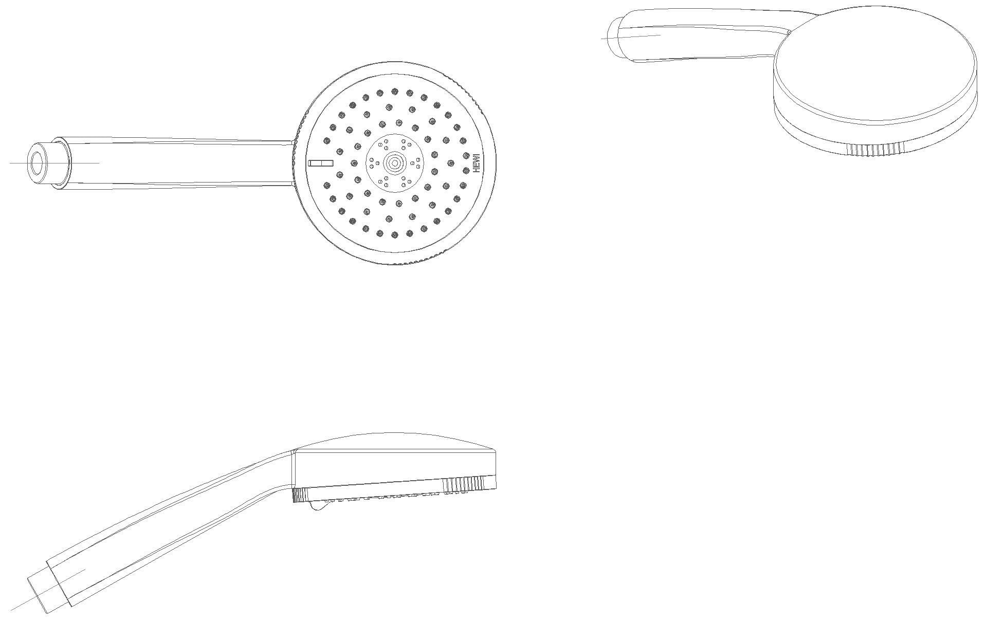 HEWI Handbrause, d:105 mm, 3 Strahl, Chrom