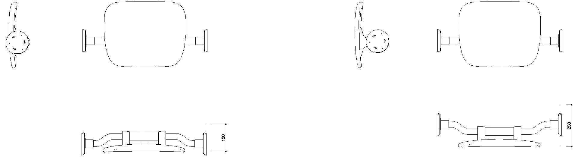 HEWI Rückenstütze LifeSystem auf SK-Griff weiß hgl-wem