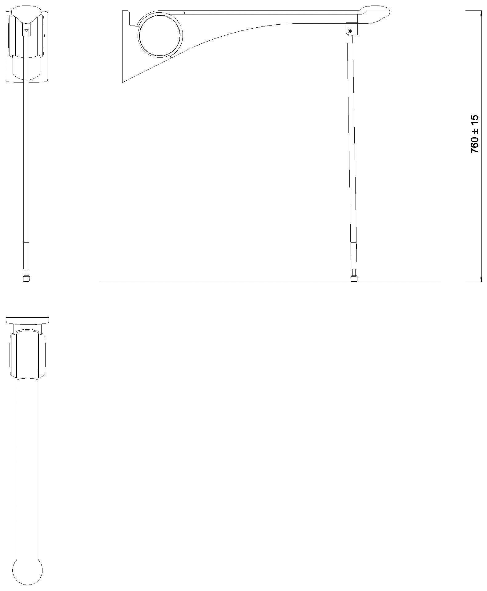 HEWI SK-Griff Premium,750, m.Bodenstütze Montagehöhe h=760mm weiß hgl-atm