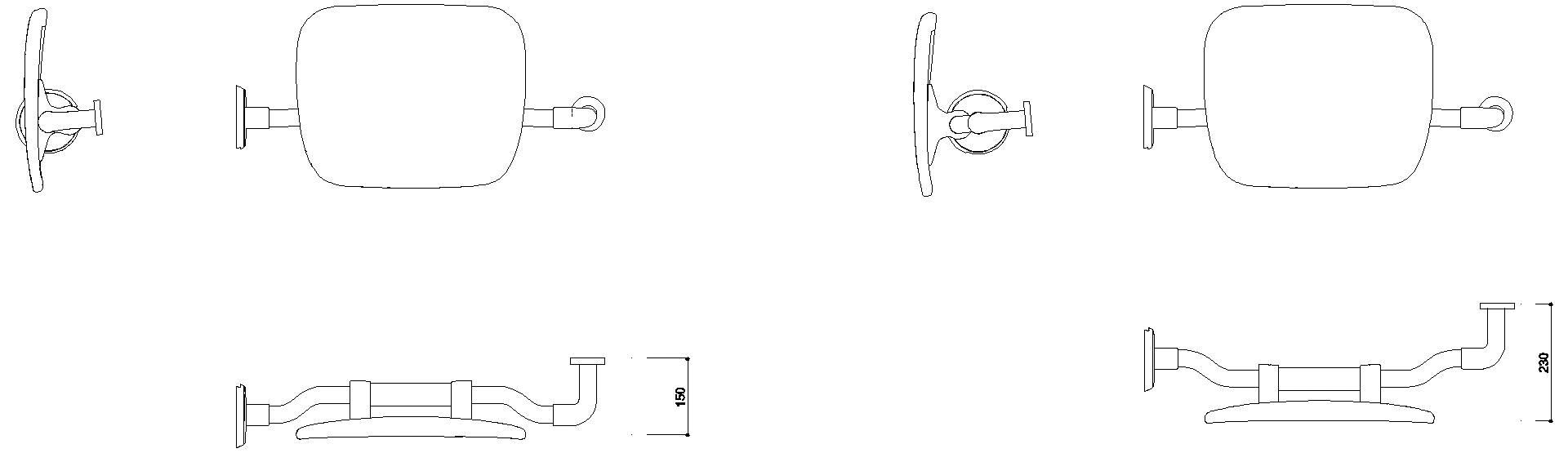 HEWI Rückenstütze LifeSystem, li Wand re SK-Griff anthr hgl-atm