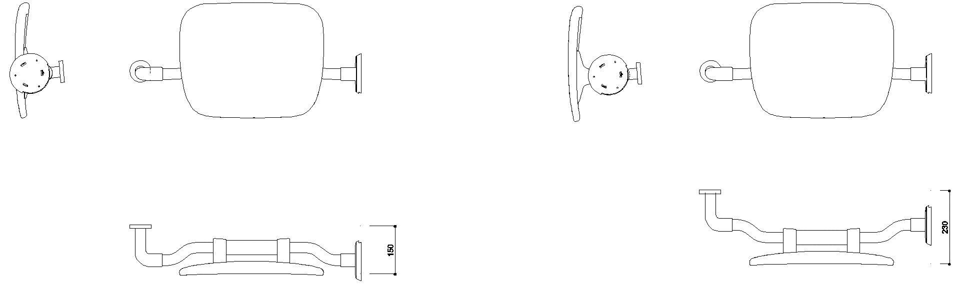 HEWI Rückenstütze LifeSystem, re Wand li SK-Griff anthr hgl-atm