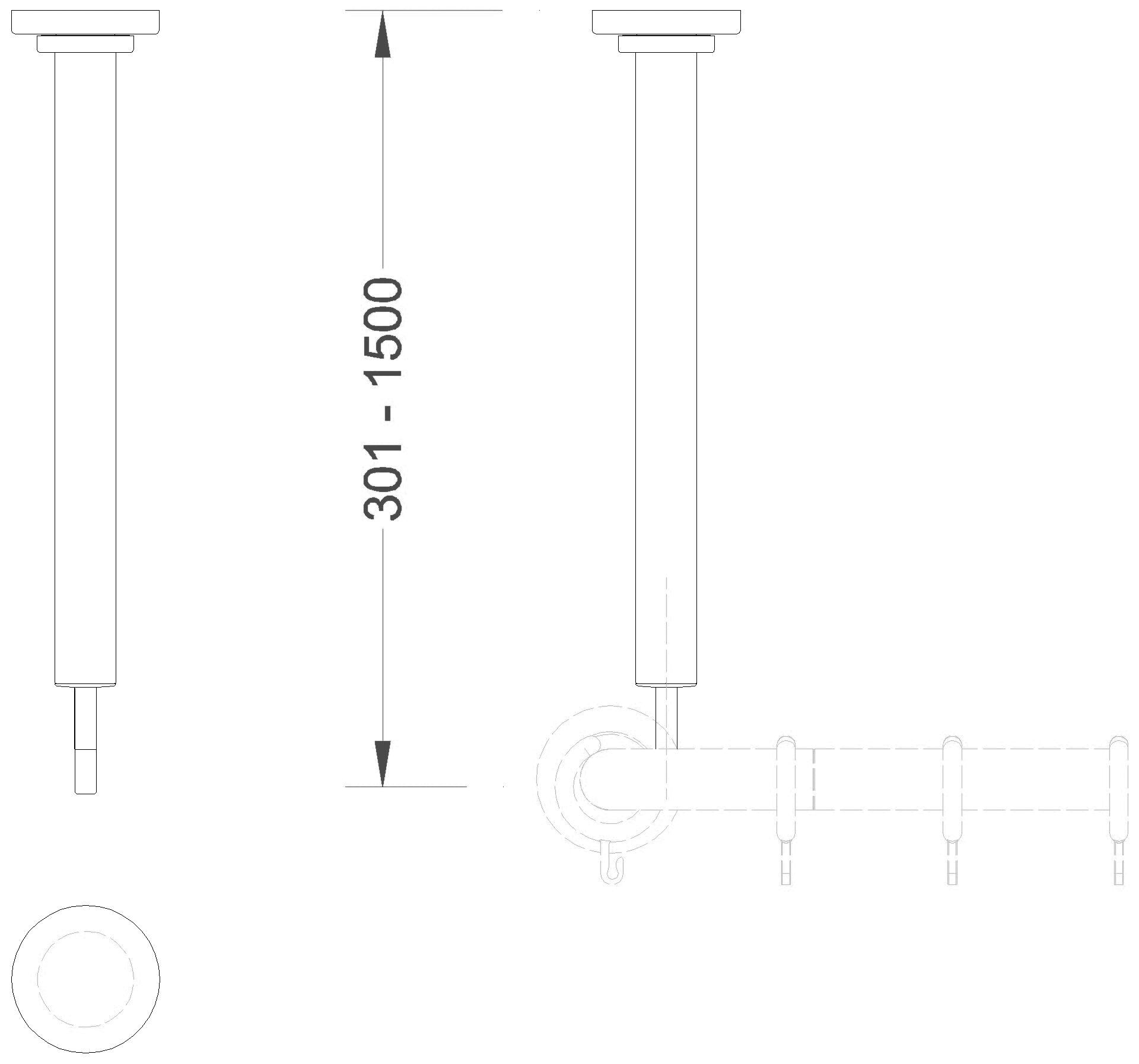 HEWI Deckenabh. Ser 801, AM:var., suizidhemmende Ausf. signalweiß