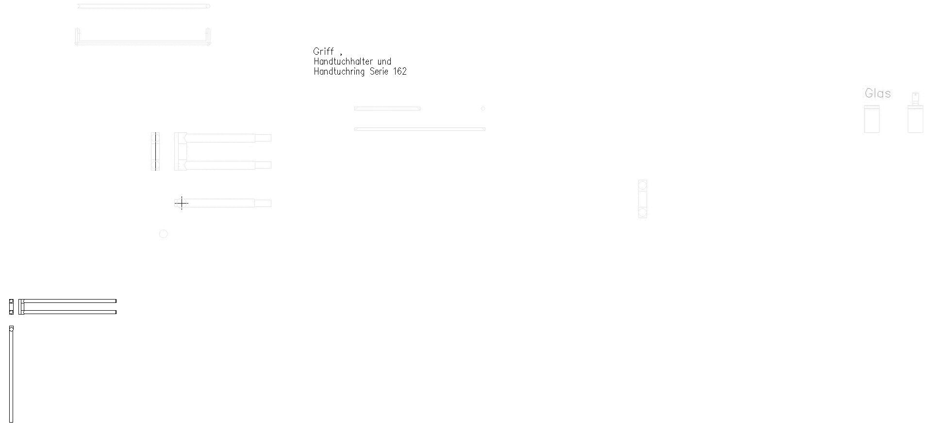 HEWI Handtuchhalter Sys 162, edst., L:446mm, Arme schwenkbar