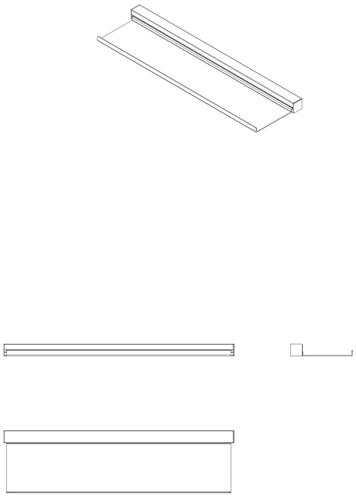HEWI Wandprofil 482 mm mit Ablage pulverbeschichtet schw tma