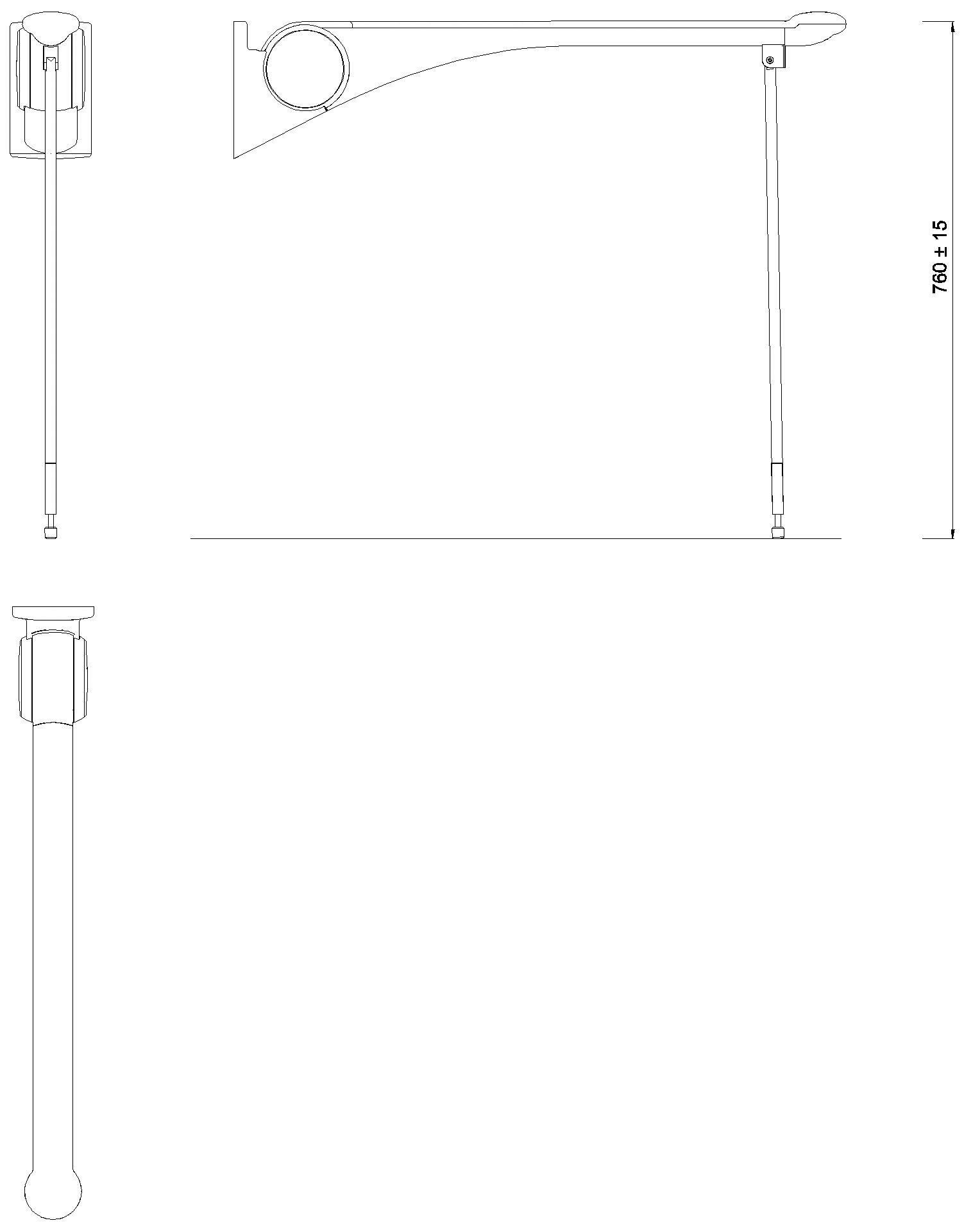 HEWI SK-Griff Premium,900, m.Bodenstütze Montagehöhe h=760mm weiß hgl-atm