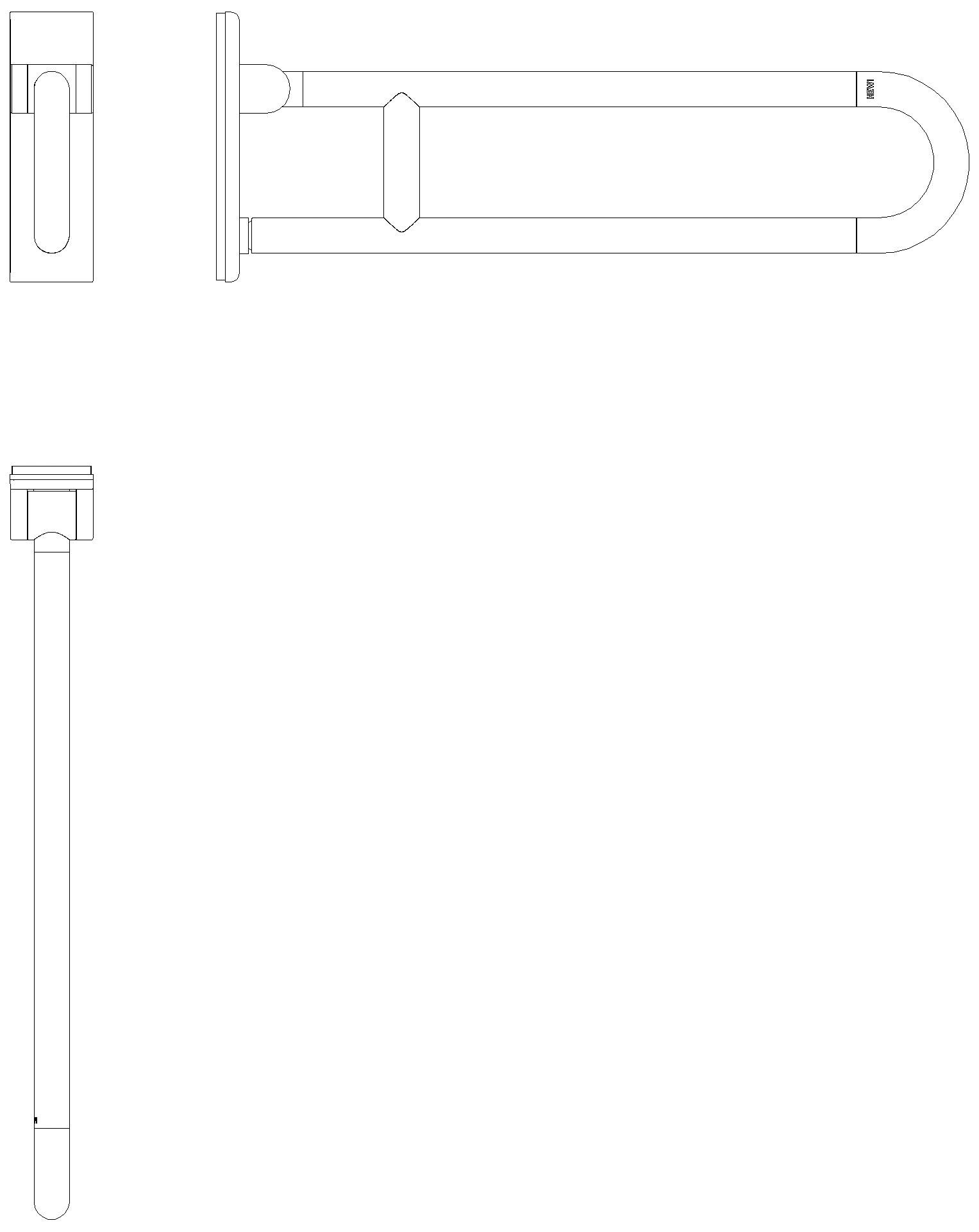 HEWI mobiler Stützklappgriff, L:700mm aquablau