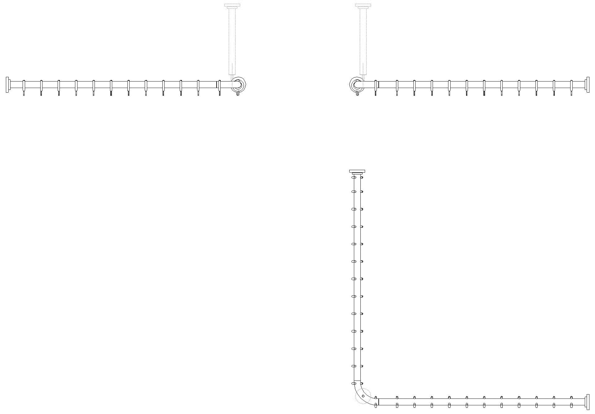 HEWI VH-Stange Ser 801, AM:1183x1183mm, 24 Ringe, suizidhemmend reinweiß