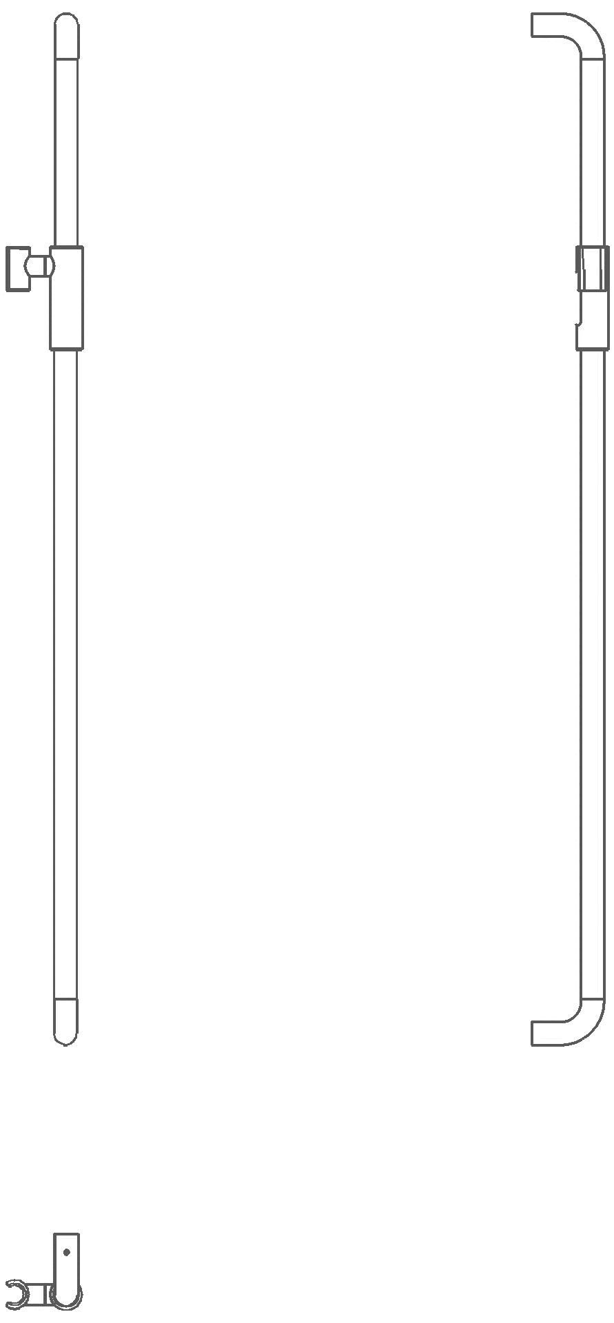 HEWI Brausehalterstange, d:25, L:1100, chr, Br.H.mag.